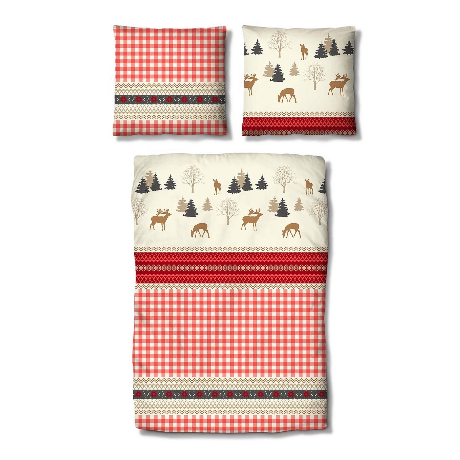TRAUMSCHLAF Bettwäsche Landhaus, Flanell, 2 teilig, hochwertige Flanell Qualität, warm und flauschig
