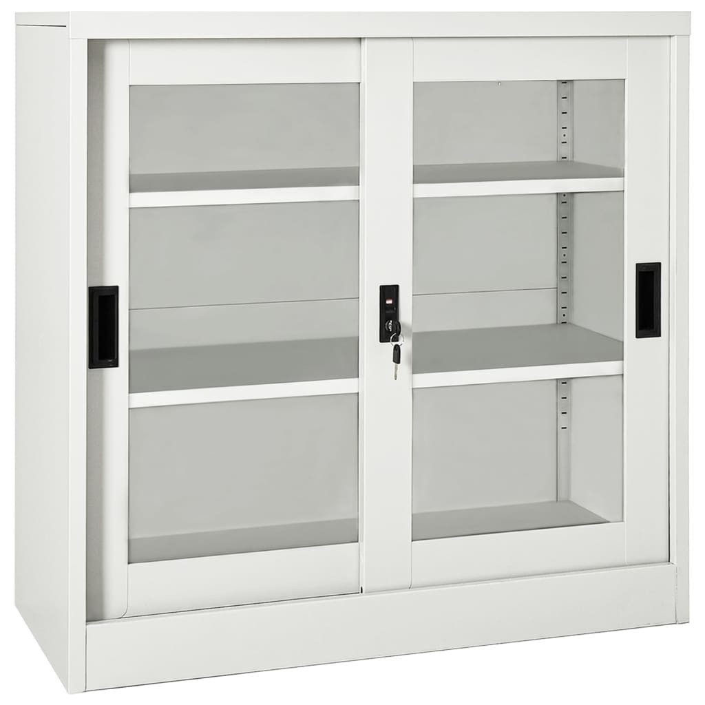vidaXL Aktenschrank Schrank mit Schiebetür Hellgrau 90x40x90 cm Stahl (1-St)