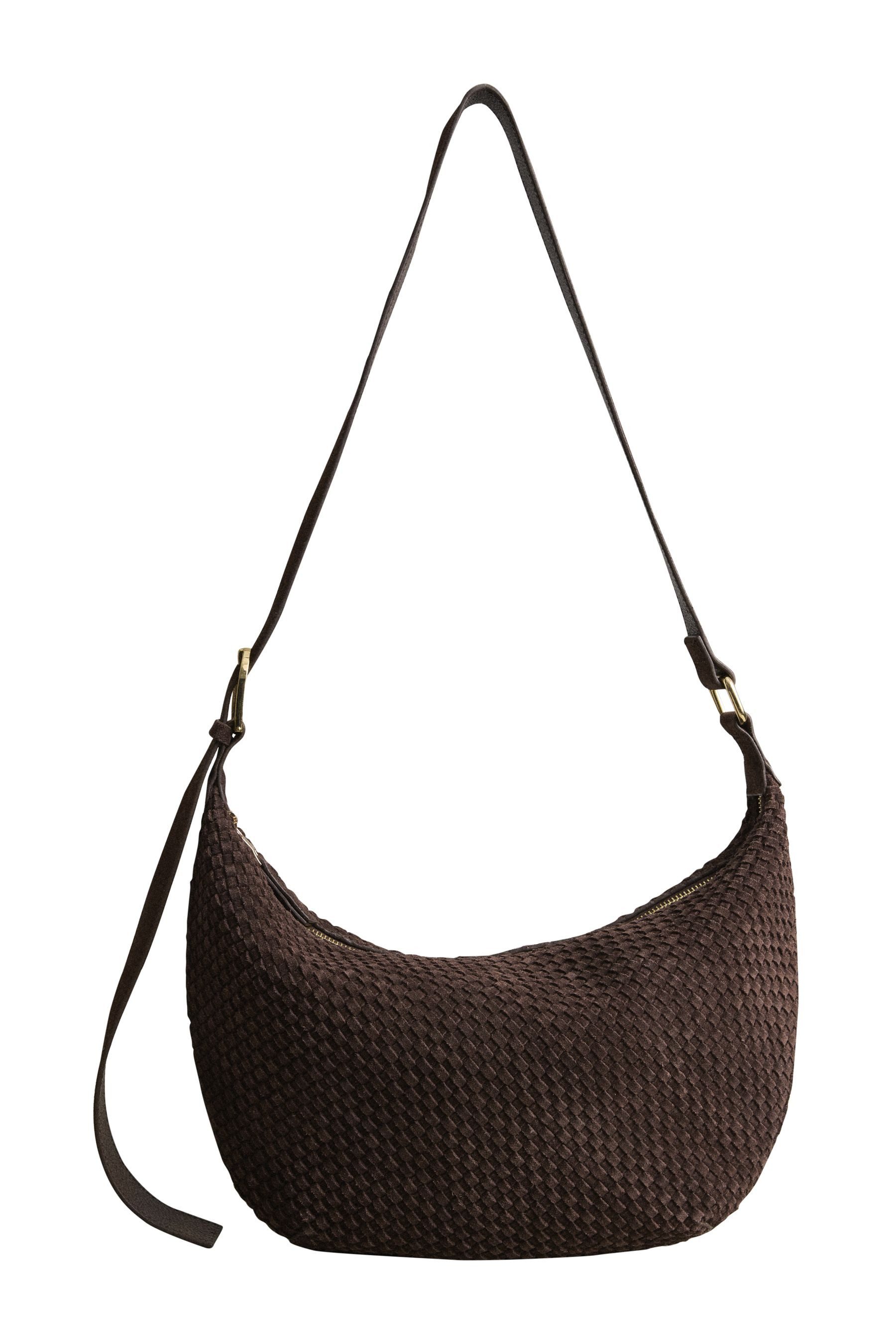 Next Umhängetasche Geflochtene Schultertasche aus Veloursleder (1-tlg)