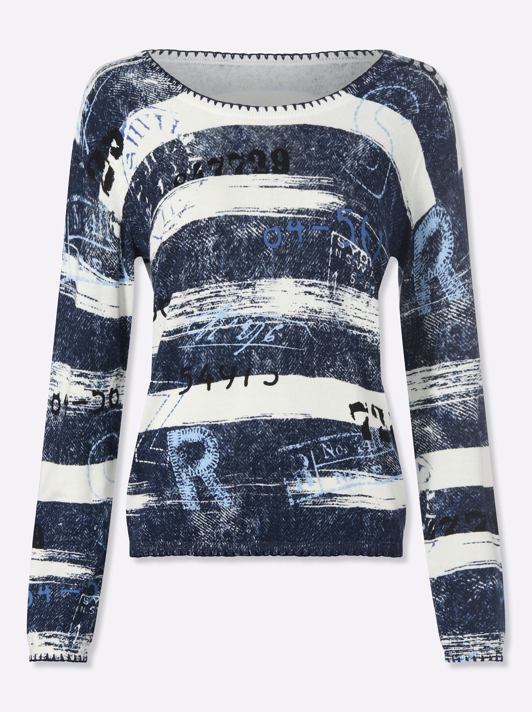 Strickpullover Druck-Pullover Langarm