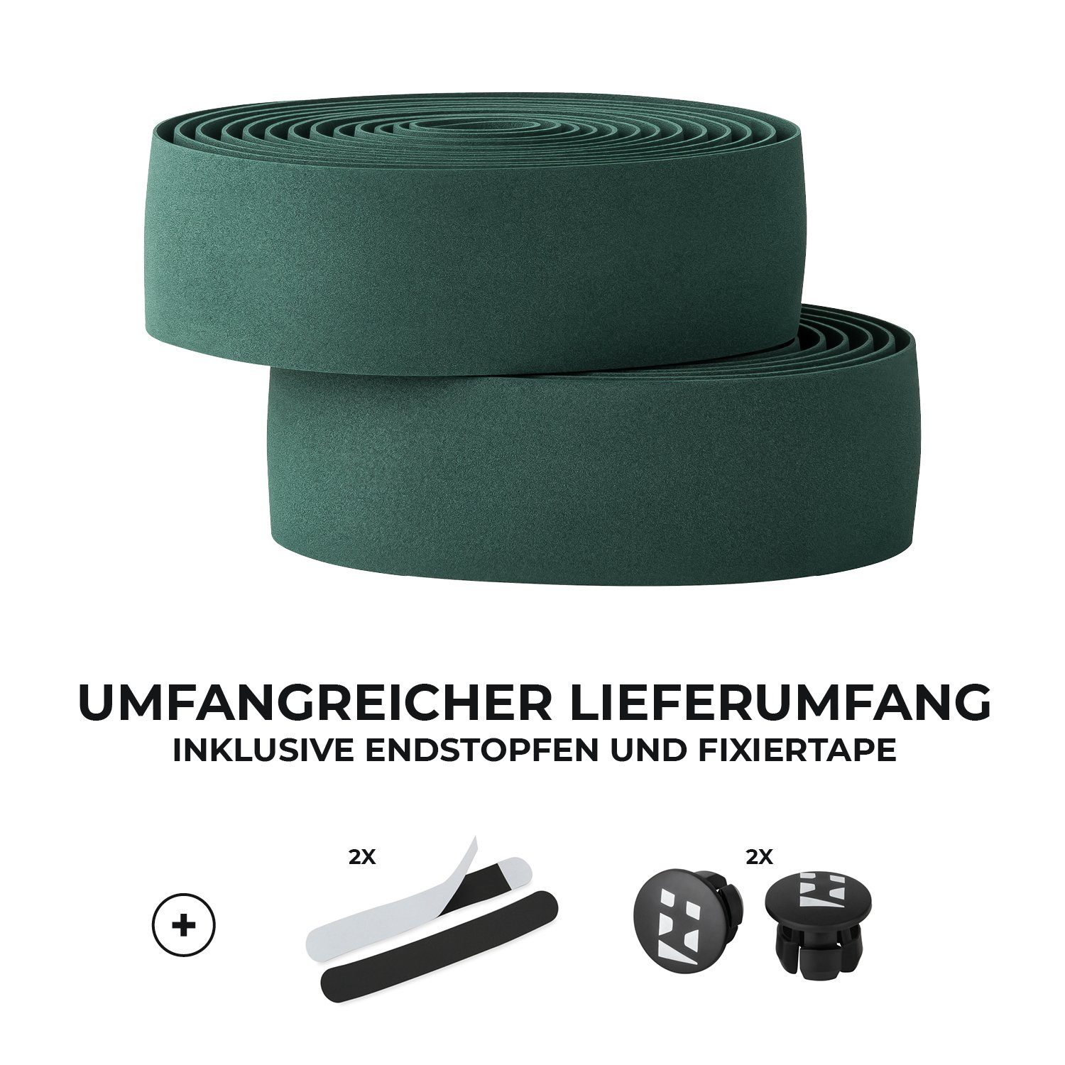 Befestigungstape Fahrradlenker Lenkerband (Standard) Racing Endstopfen und URBAN Green Fahrrad ZWEIRAD inkl.