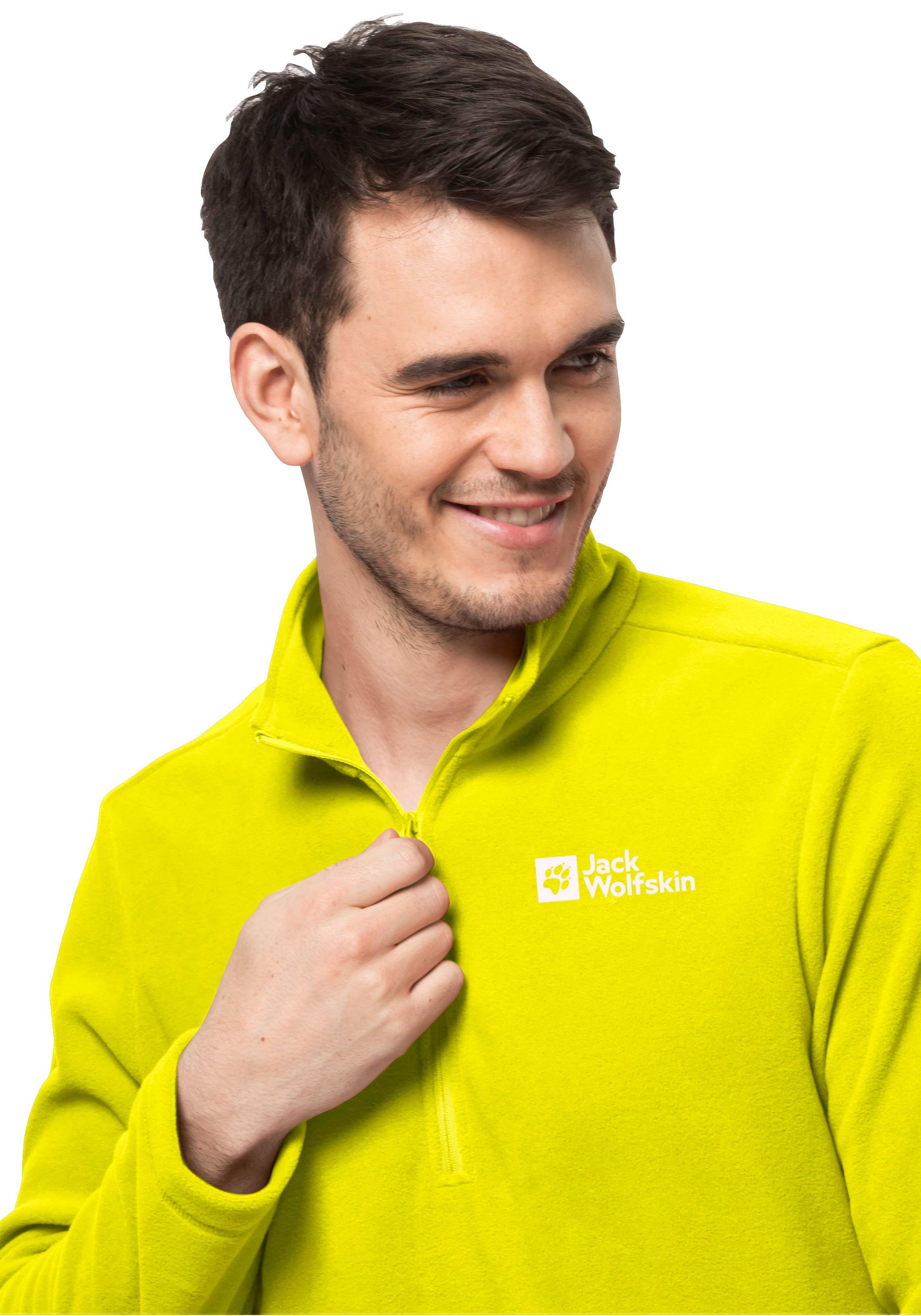 Jack Wolfskin Fleecepullover TAUNUS HZ M für Wandern und Trekking, mit Stehkragen, mit halbem Reißverschluss