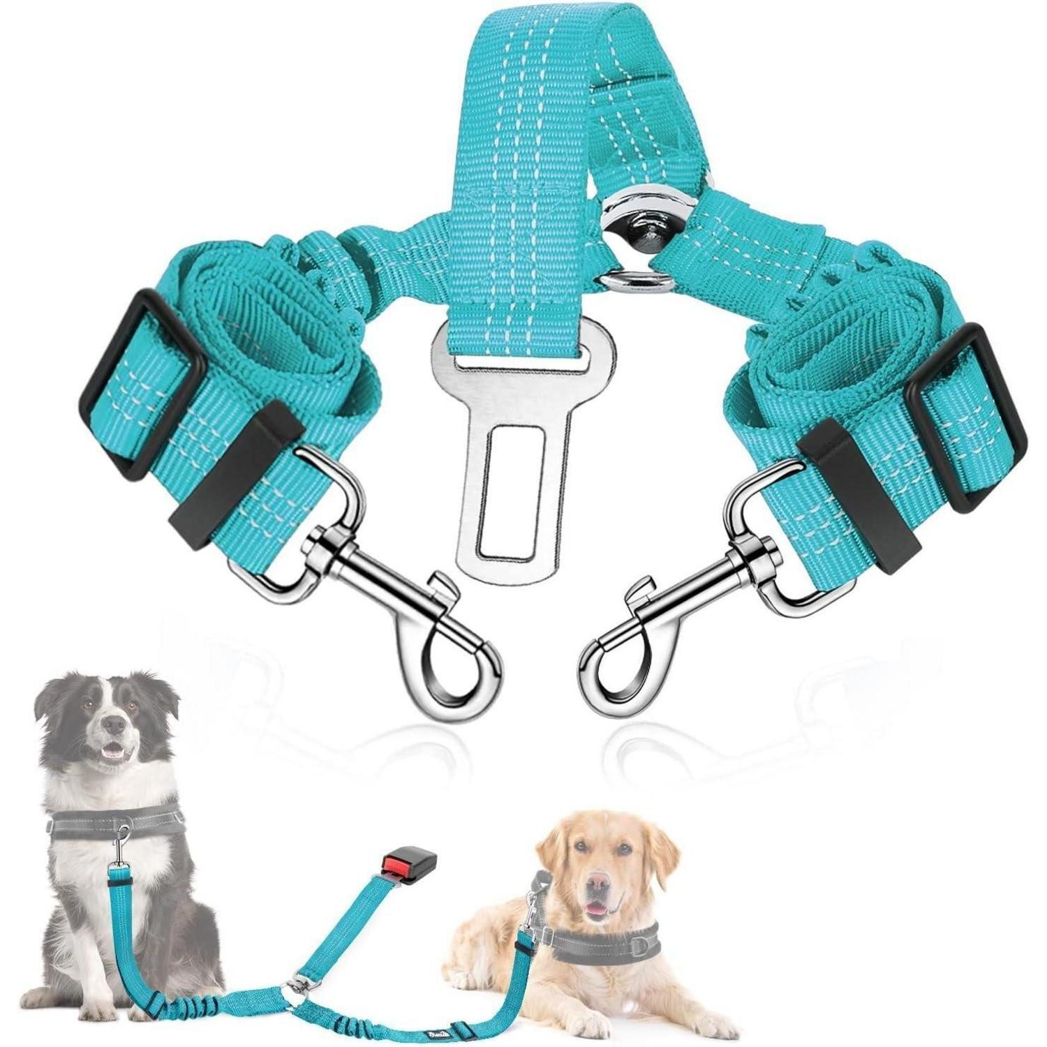 SlowTon Autohundegeschirr Anschnallgurt Hund Auto 2 in 1 elastisch reflektierend sicherheitsgurt
