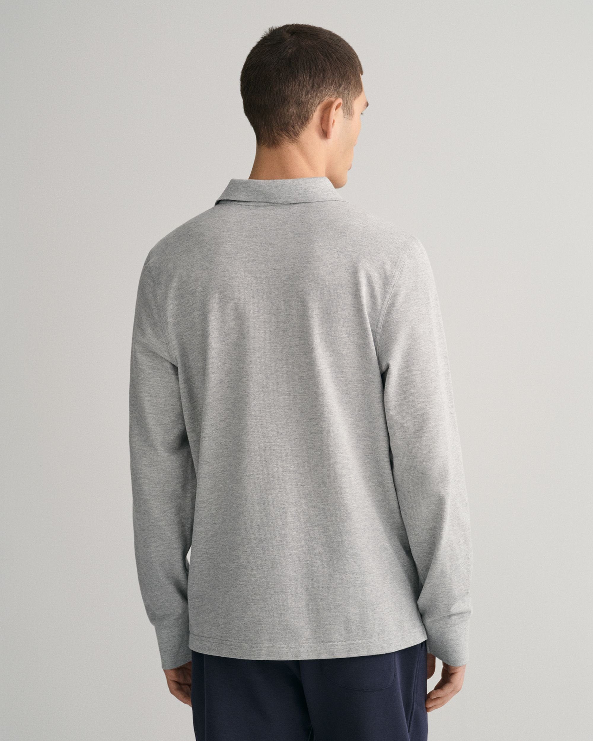 grey Piqué Longshirt Gant Rugger melange Shield