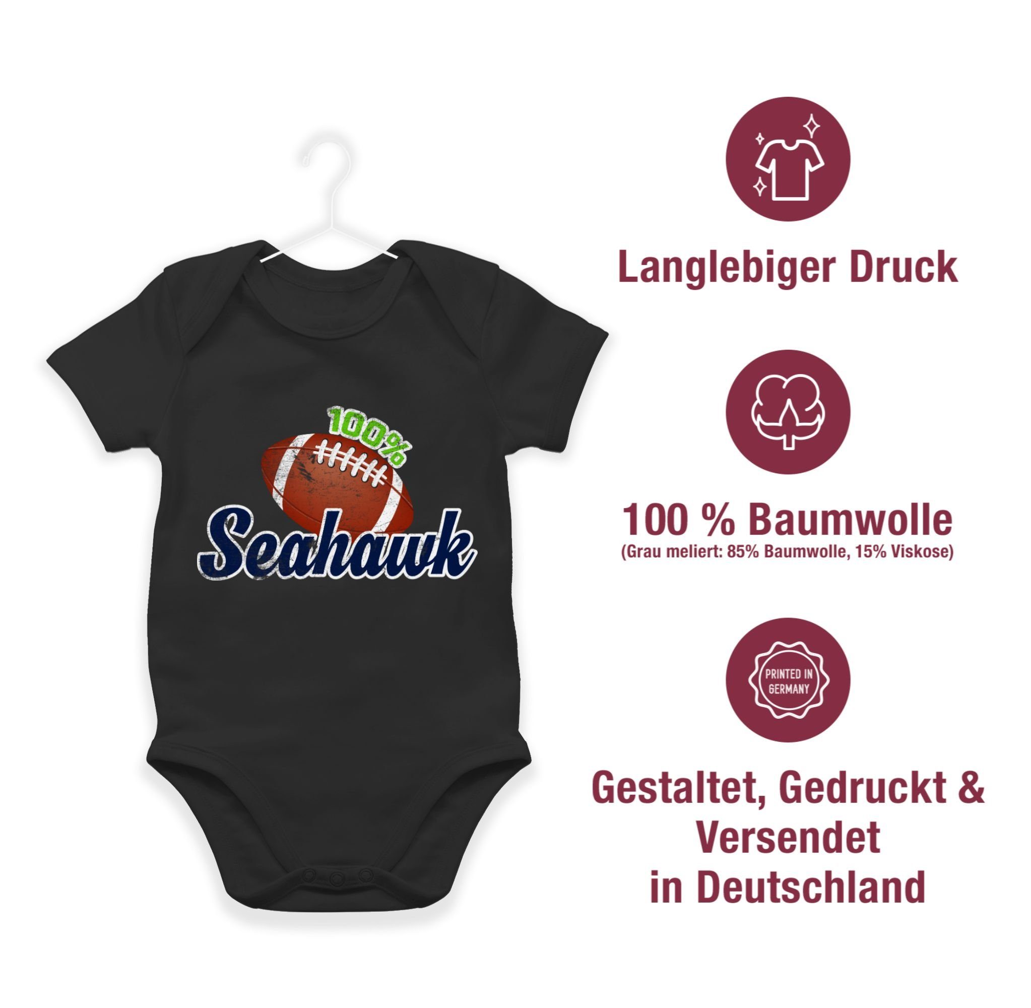 1 Sport Shirtracer Shirtbody Seahawk & Bewegung 100% Schwarz Baby