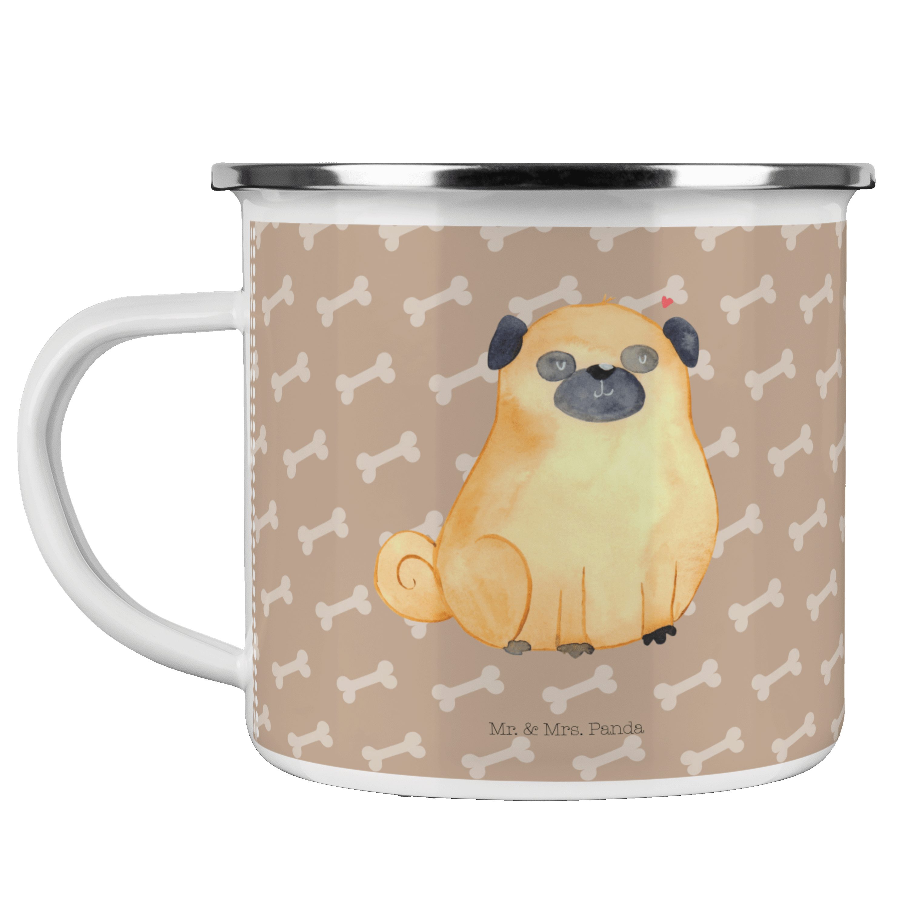 Mrs. - Hundeglück Hunderasse, Panda Mr. - & Geschenk, Mops Vierbeiner, Becher Emaille Tierliebhaber,