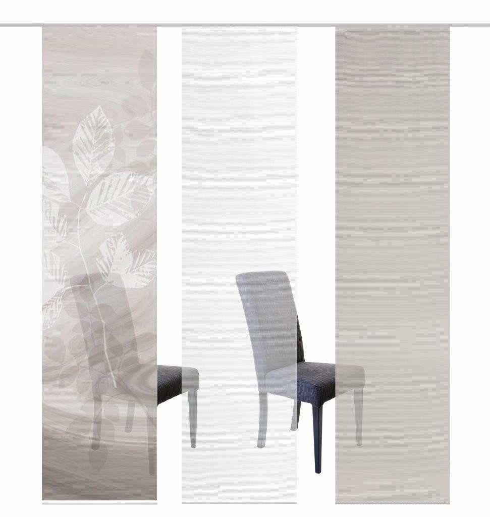 HOME WOHNIDEEN Schiebegardine 3er-Set Schiebegardine TOUPILLON, halbtransparent, 100% Polyester