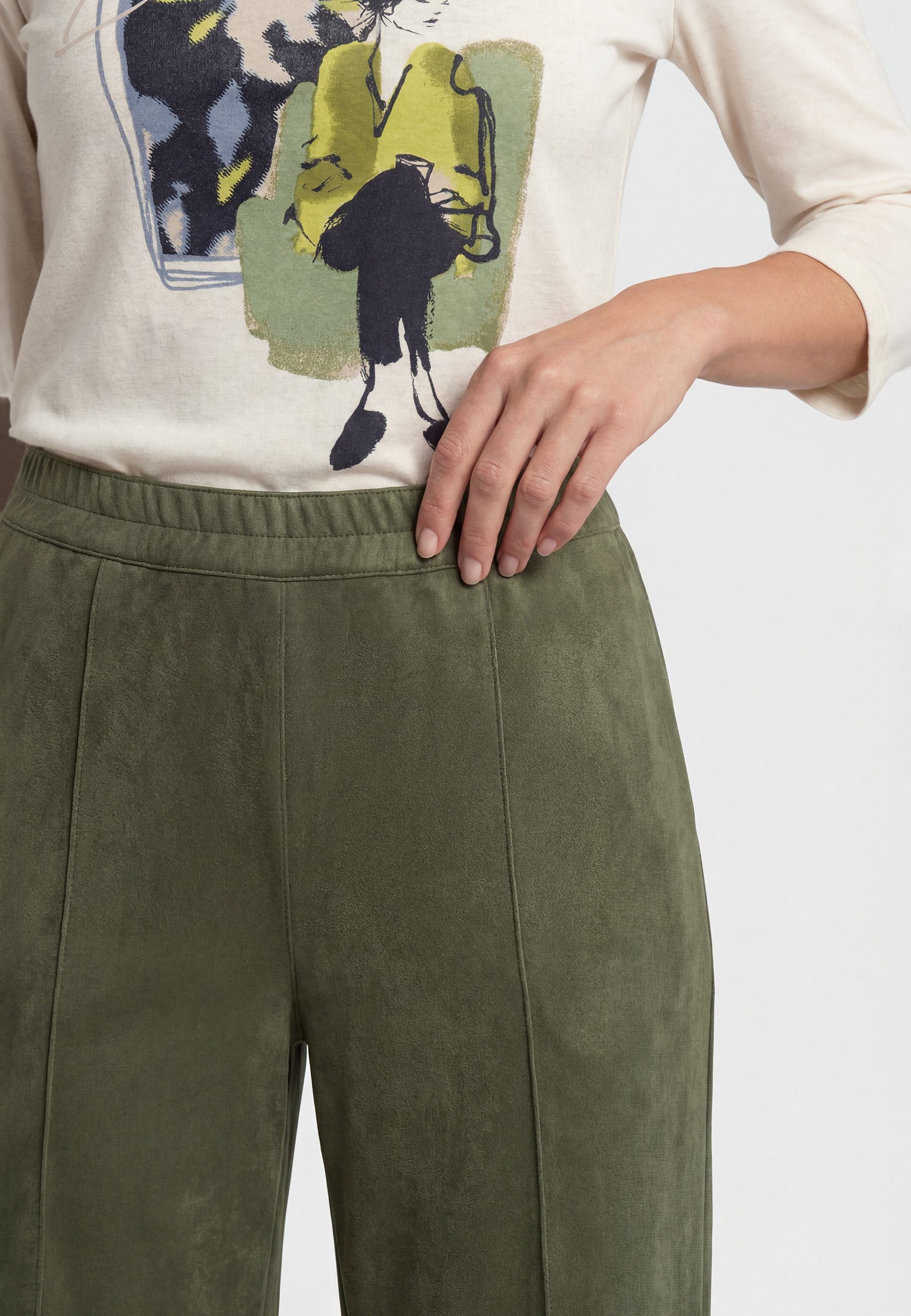 Olsen Stoffhose in Faux-Suede-Optik mit elastischem Bund – Bild 3 von 5