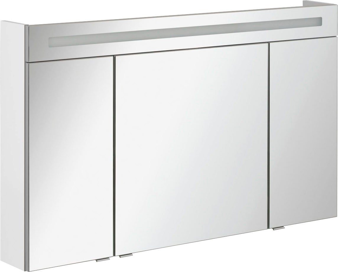FACKELMANN Spiegelschrank CL 120 - weiß Badmöbel Breite 120 cm, 3 Türen, doppelseitig verspiegelt | Spiegelschränke