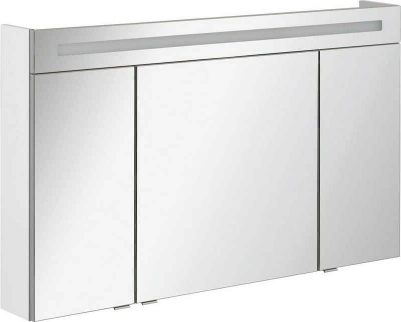 FACKELMANN Spiegelschrank CL 120 - weiß Badmöbel Breite 120 cm, 3 Türen, doppelseitig verspiegelt