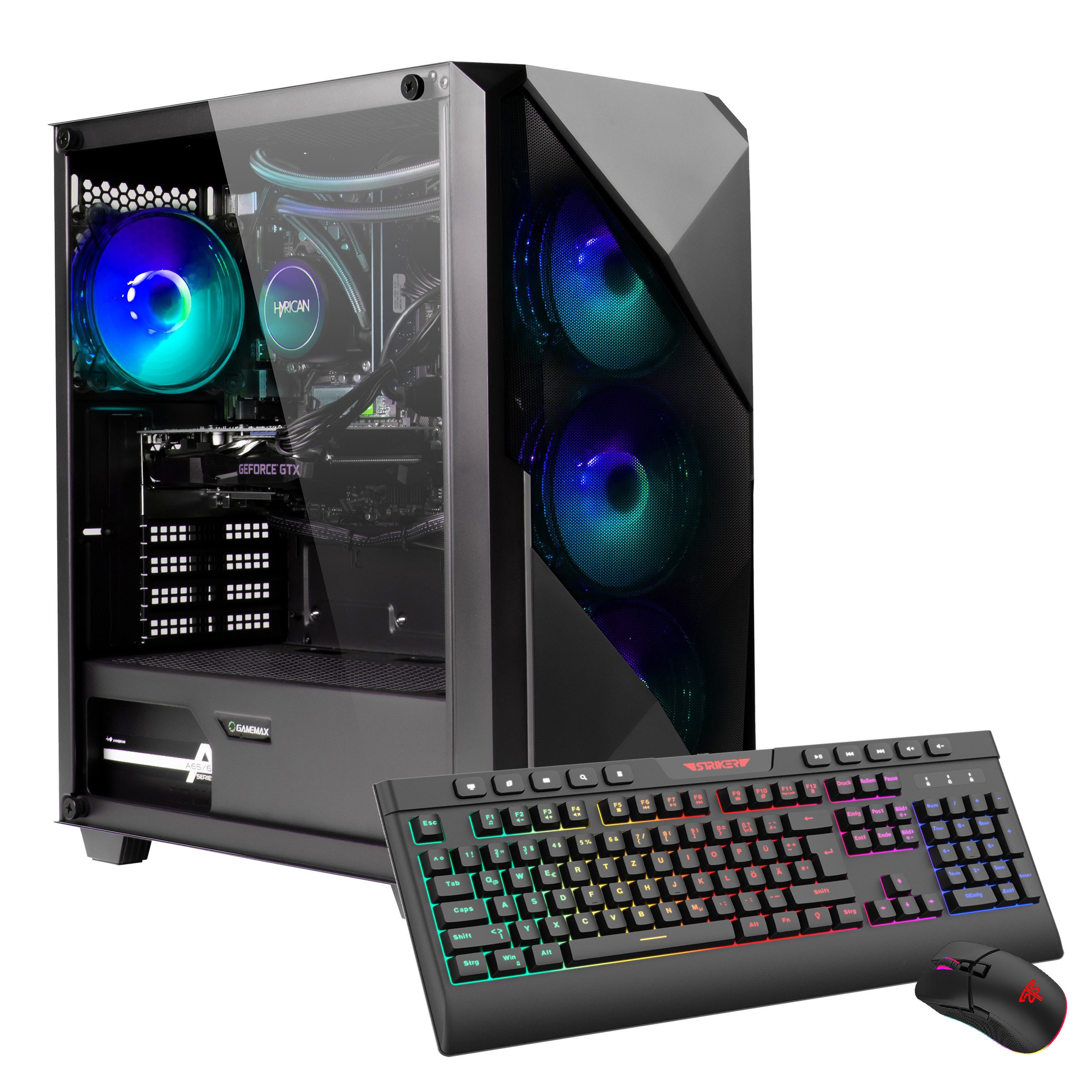 GAMEMAX Striker 7448 Gaming-PC (AMD Ryzen 7 7800X3D, GeForce RTX 5070 Ti, 32 GB RAM, 1000 GB SSD, Wasserkühlung, DDR5 RAM, Windows 11)