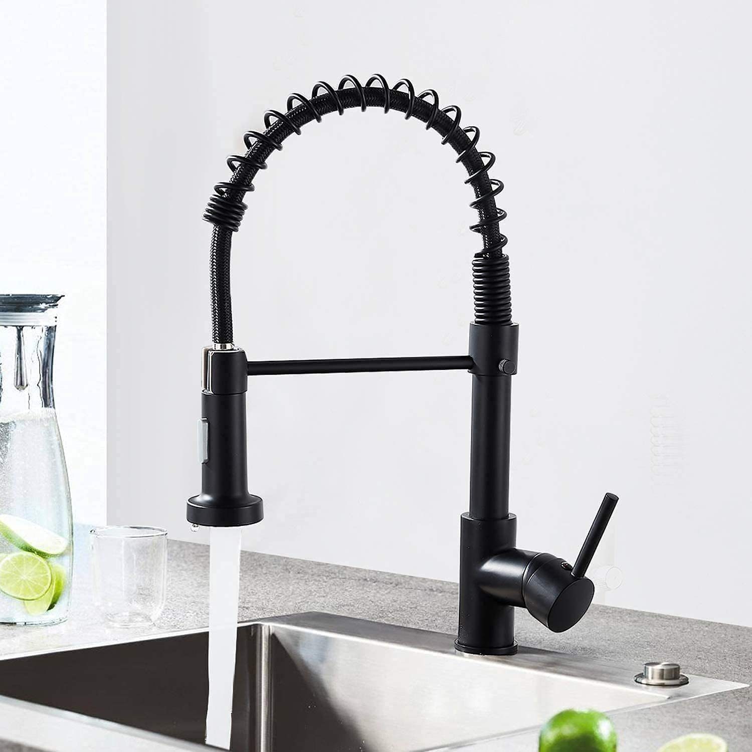 XERSEK Spültischarmatur Hochdruck Wasserhahn Küche 360° Drehbar mit Brause  Flexible Anschluss-Schläuche : 60 cm