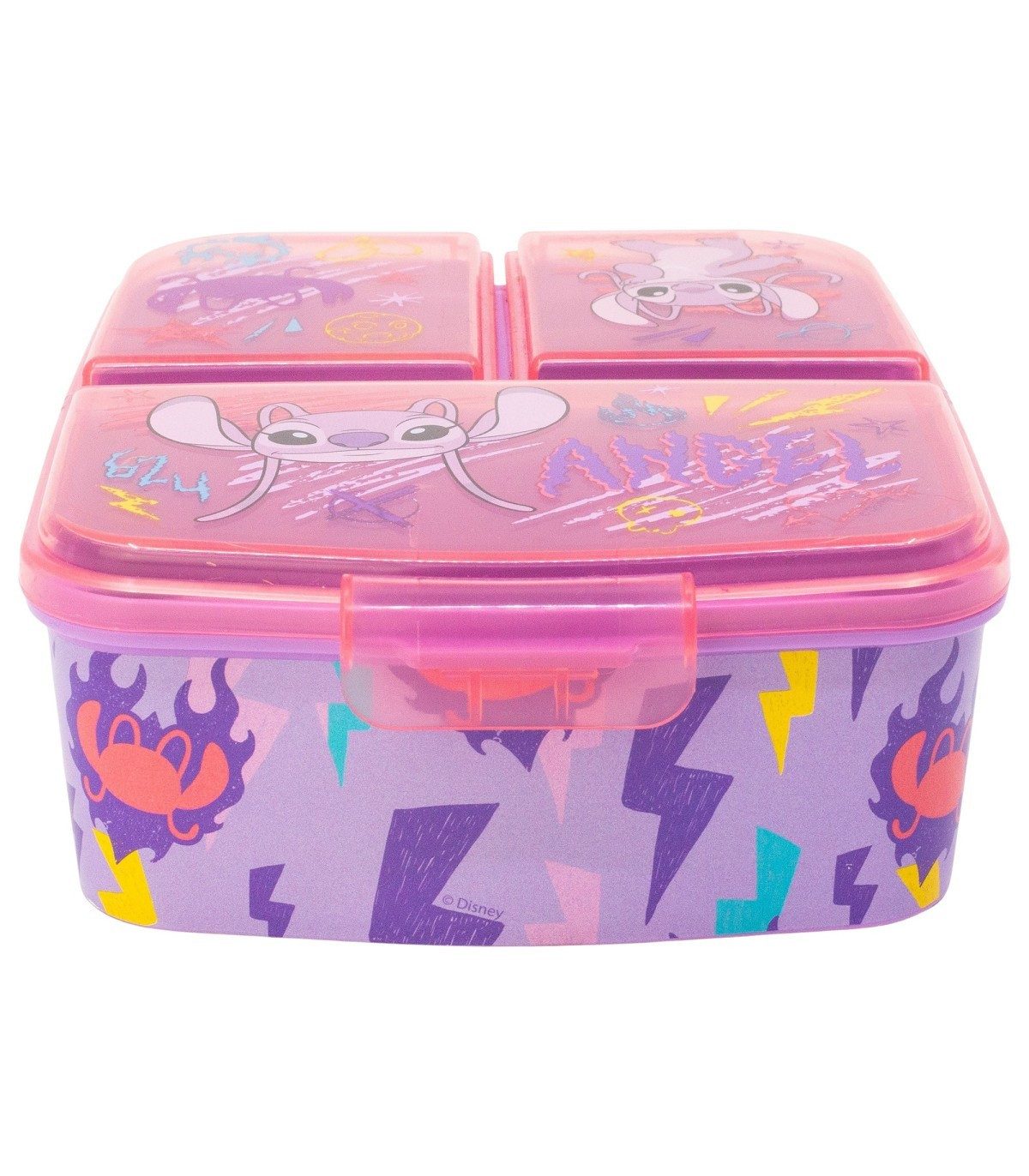 Disney Lunchbox Stitch Angel Lunchbox Kinder Brotdose mit 3 Fächern Pausenbox, (Packung)
