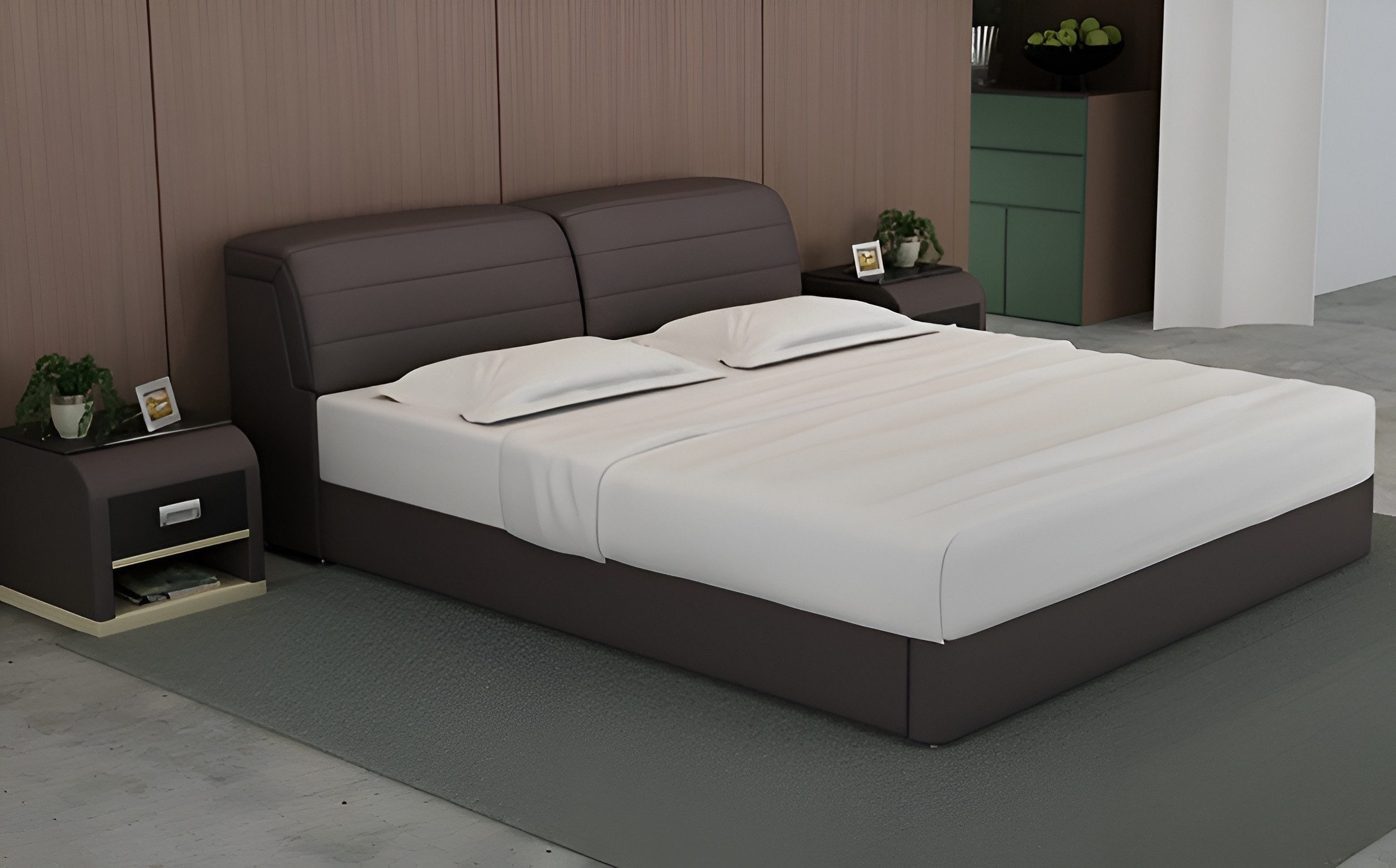 Xlmoebel Polsterbett Lederbett mit USB-Anschlüssen und modernem Design (Bett "LB8827), Hergestellt in Europa
