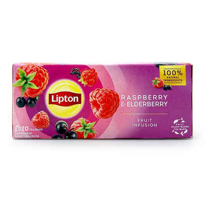 Unilever Teekanne Lipton Früchtetee Himbeere & Holunderbeere, 20er Pack