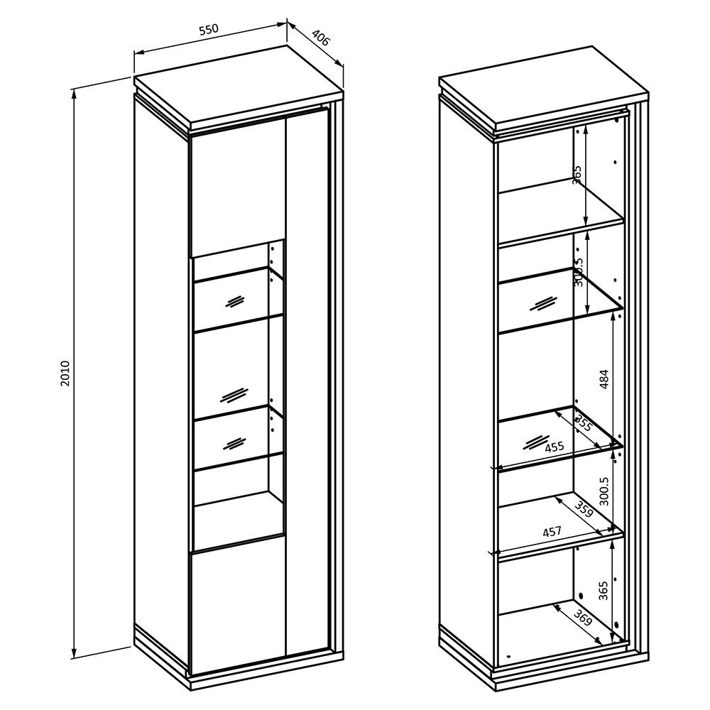 Lomadox Wohnwand DRACHTEN-83, (3-St., Vitrinen Lowboard), Schrankwand Eiche kaschmir Modern