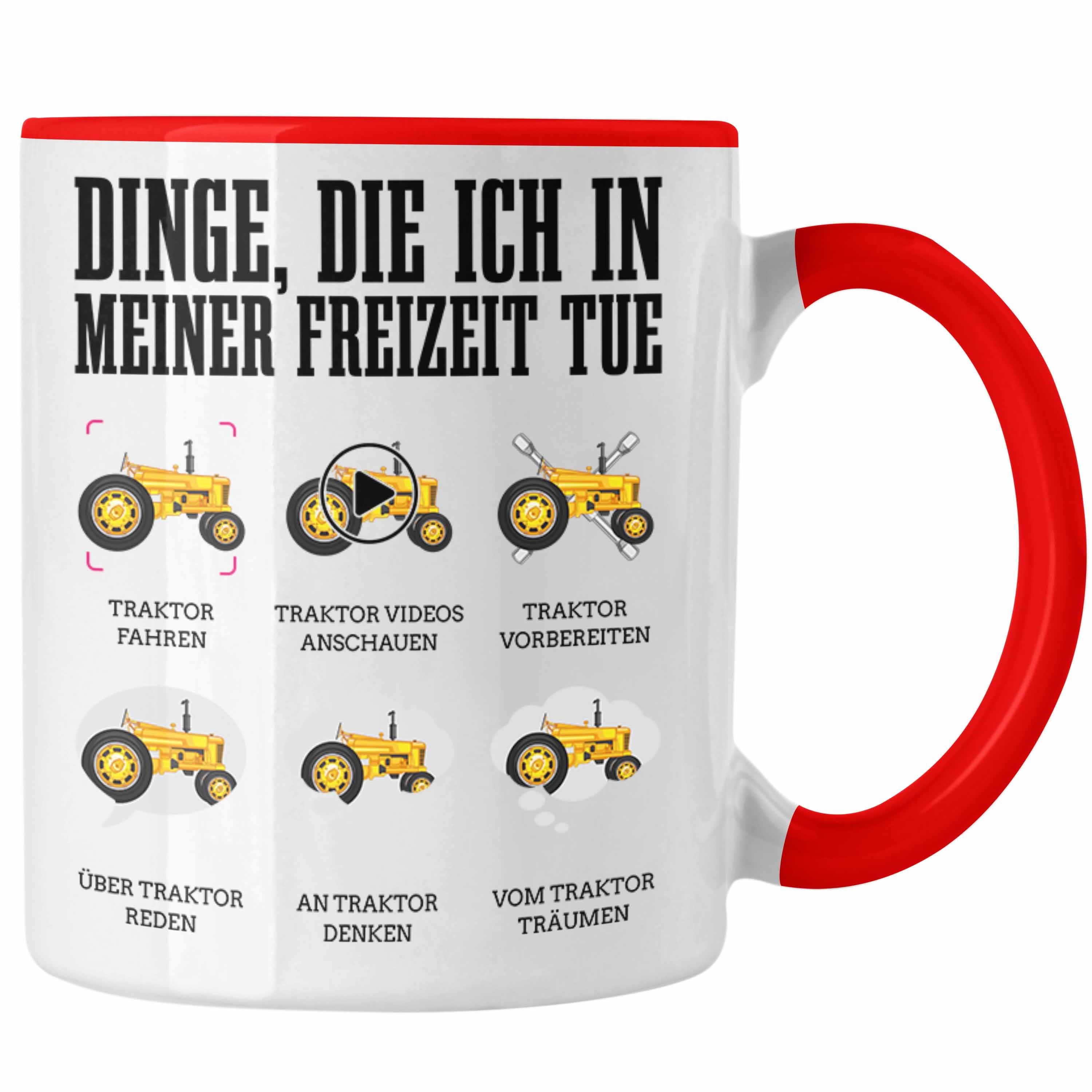Trendation Tasse Traktor Tasse Geschenk Bauer Landwirt Geschenkidee Traktor Fans Rot | Teetassen
