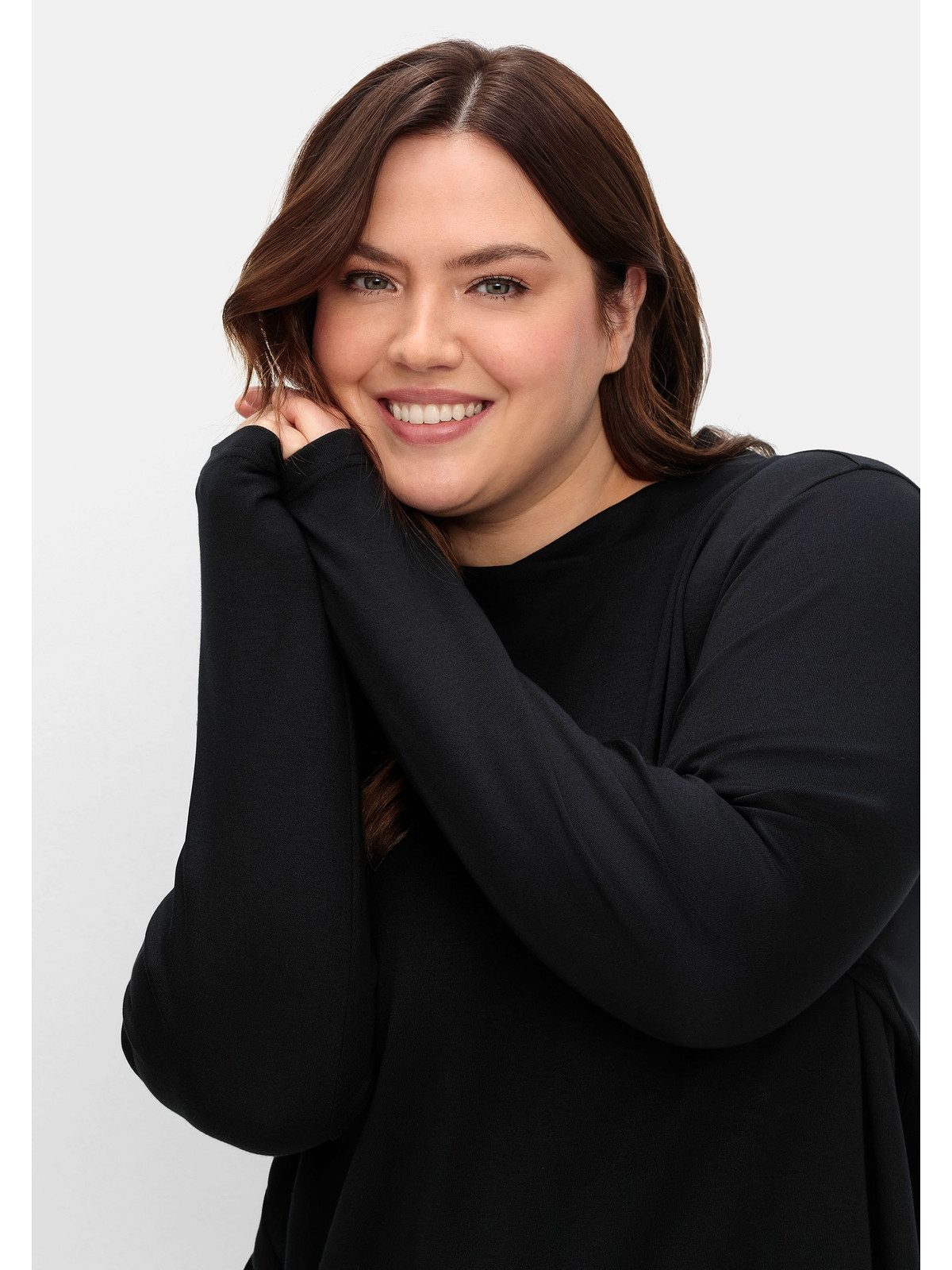 Sheego Sweatshirt Große Größen aus Interlock, im Vokuhila-Schnitt