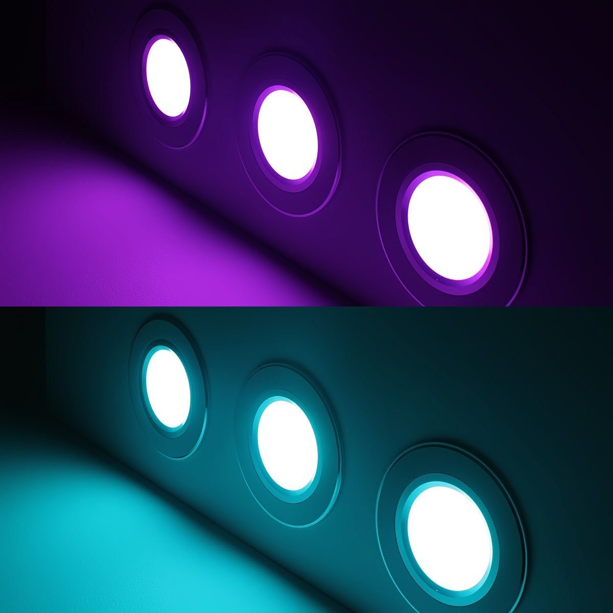 Lampe, RGB, RGB, LED Spot Dimmbar, Einbaustrahler LED Einbauleuchte Einbauleuchten Lampe, Einbaustrahler, Decken Spot LED, Ogeled 24V, Einbauspots,