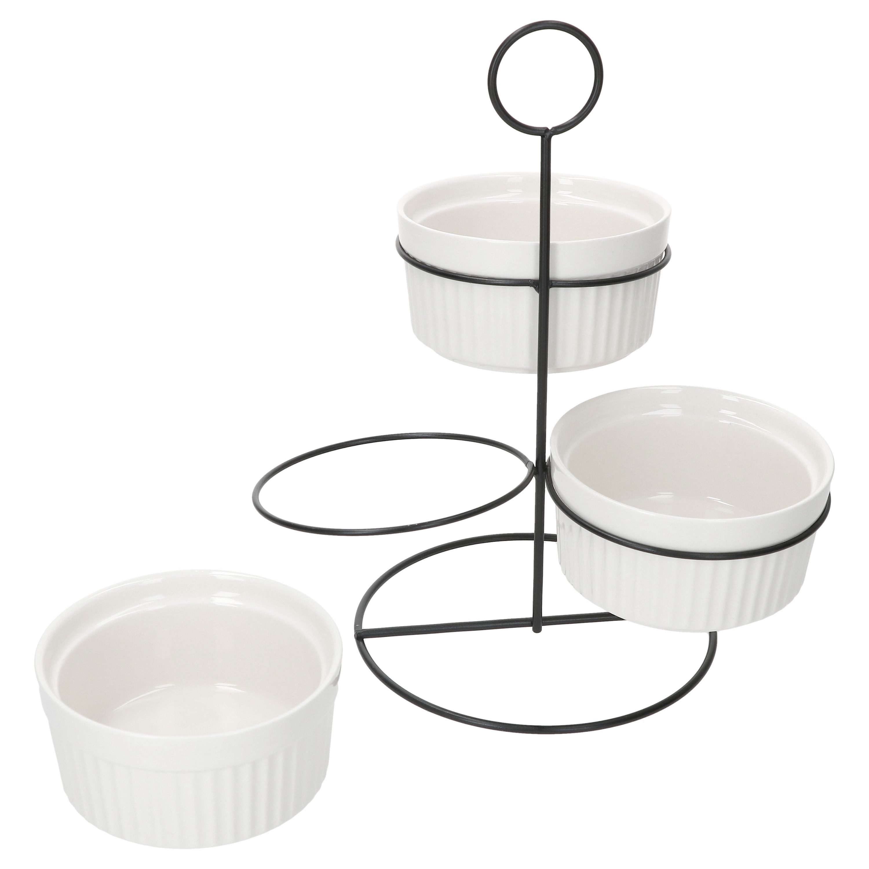 MamboCat Etagere Bianca 3er Set Porzellan-Schalen Set mit Ständer Etagere Dips Dessert, Porzellan