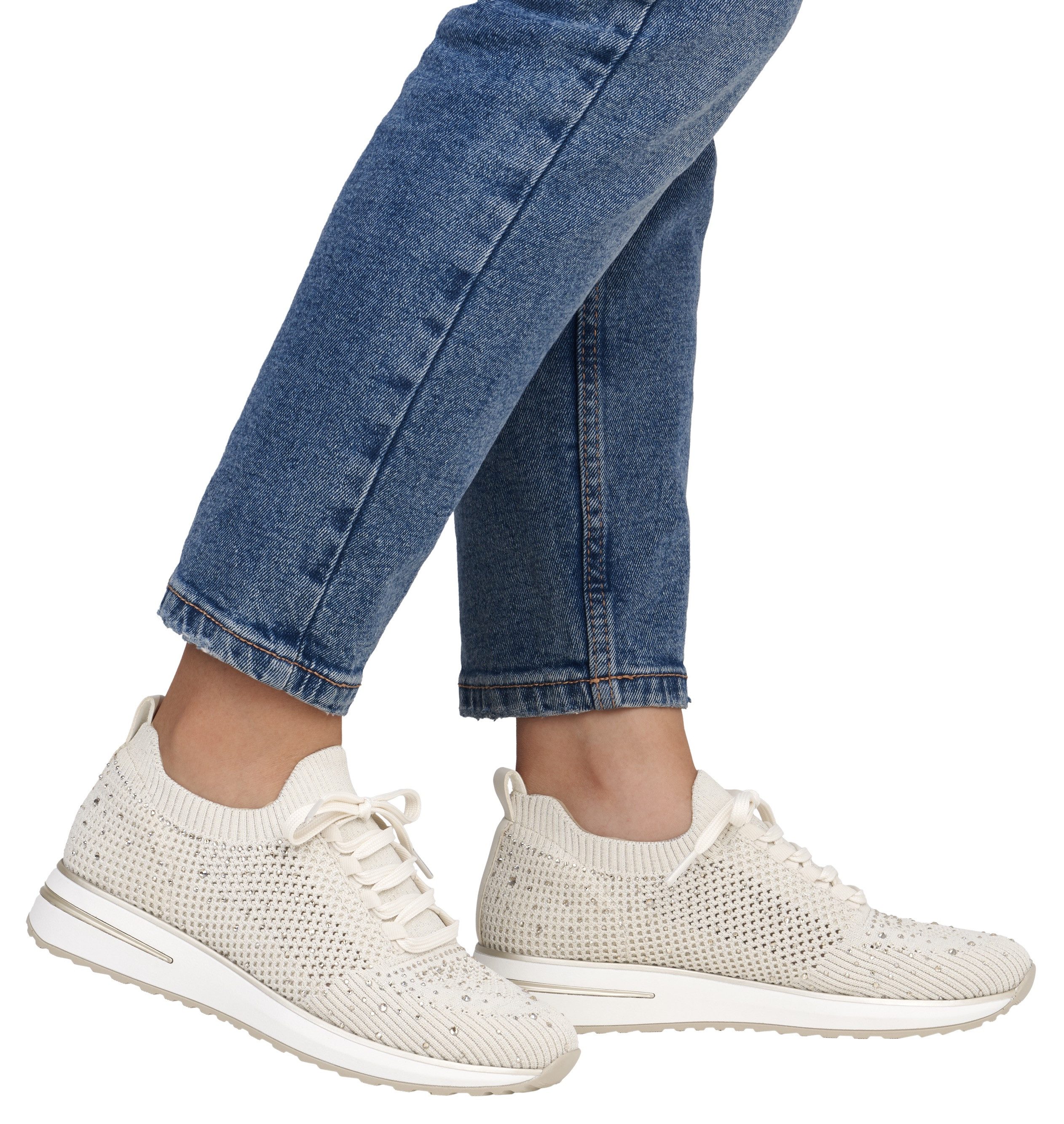 Remonte Slip-On Sneaker, Freizeitschuh, Halbschuh, Slipper mit kleinen Strass-Steinchen