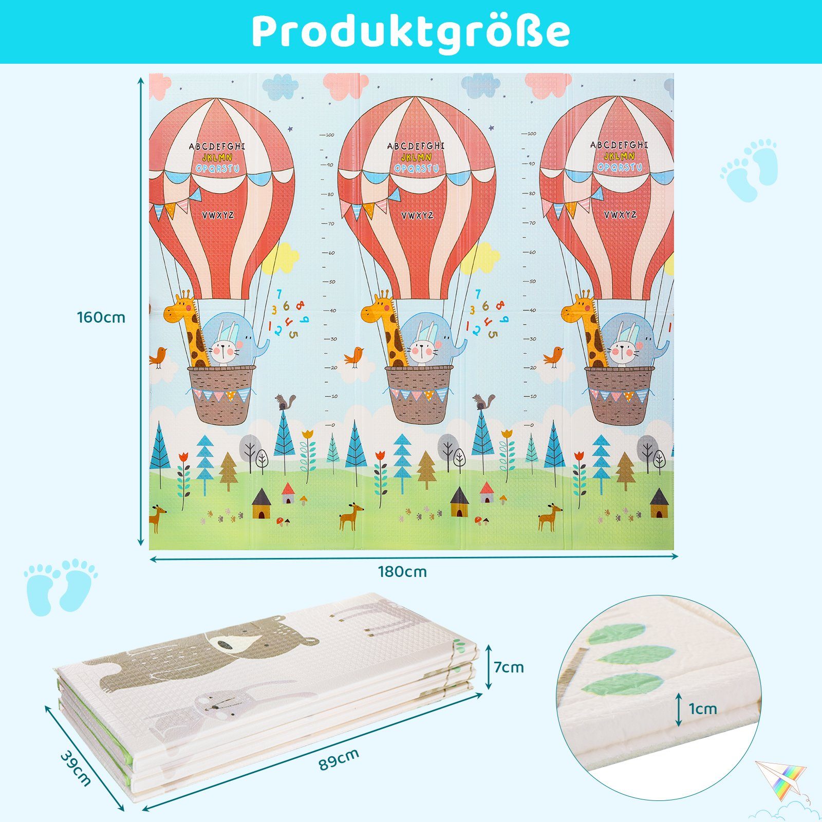TLGREEN Spielmatte Krabbelmatte Baby, Kinder Spielteppich Faltbarer günstig online kaufen