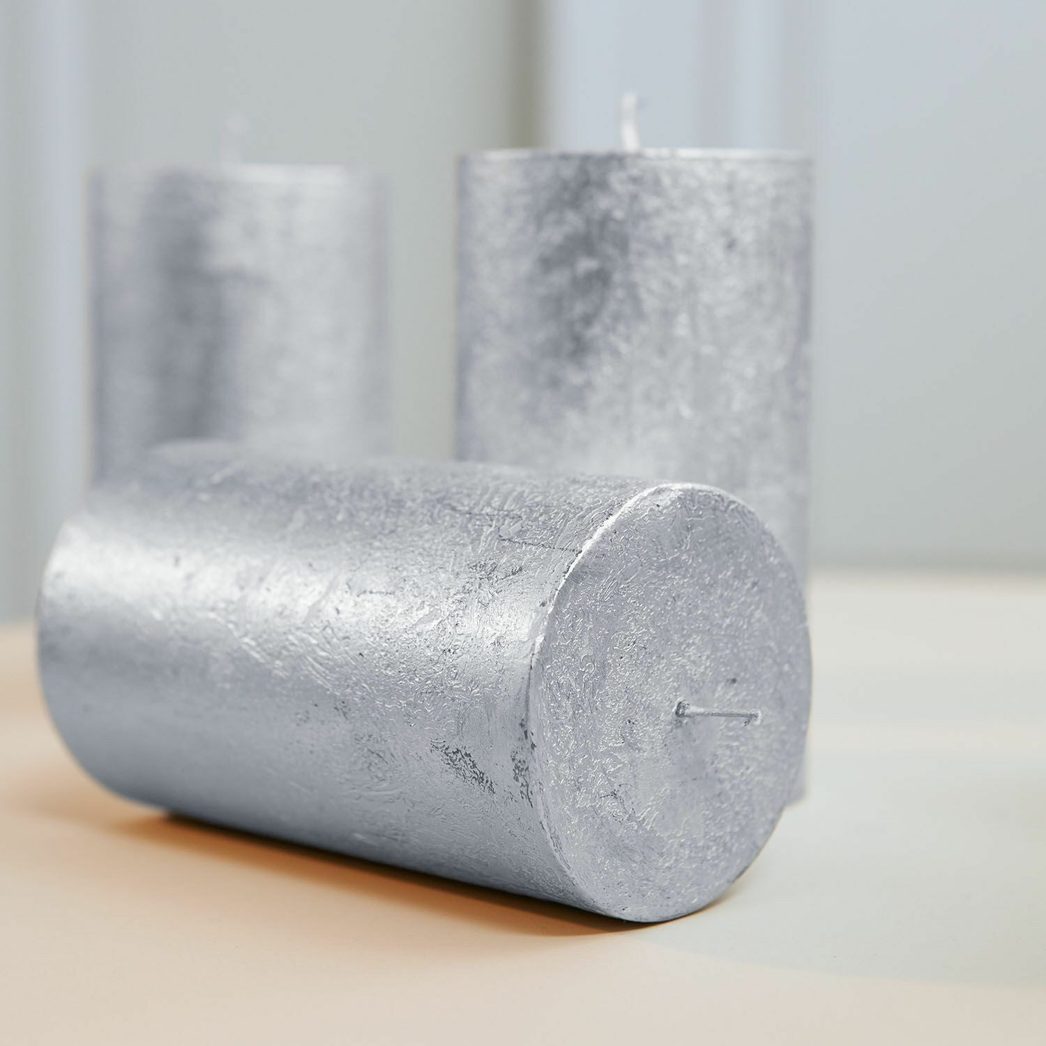 Mirabeau Stumpenkerze Kerze 4er Set Braga silber (4er Set, 4er Set), none