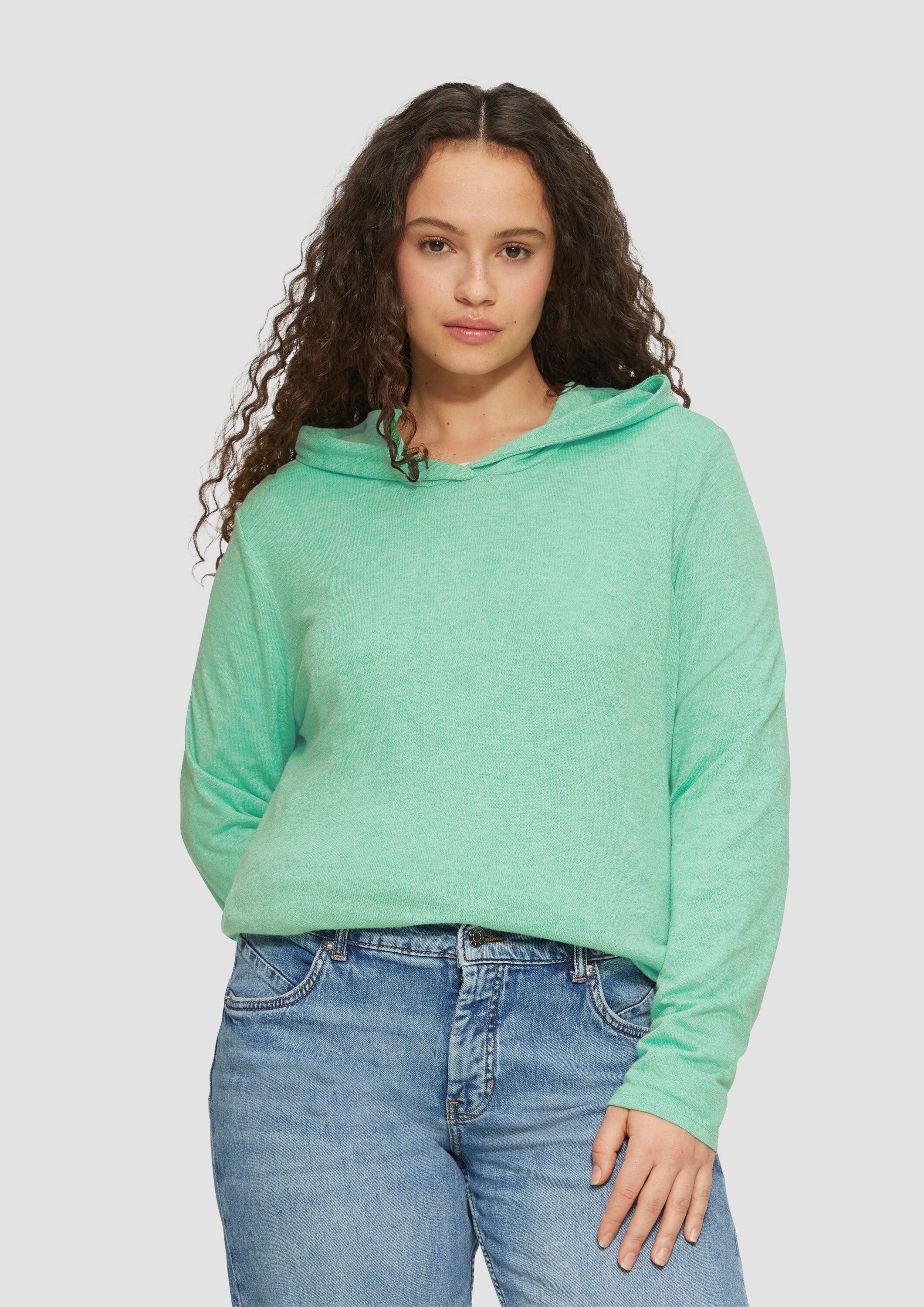 s.Oliver Langarmshirt T-Shirt Leichter Hoodie aus Viskose-Jersey