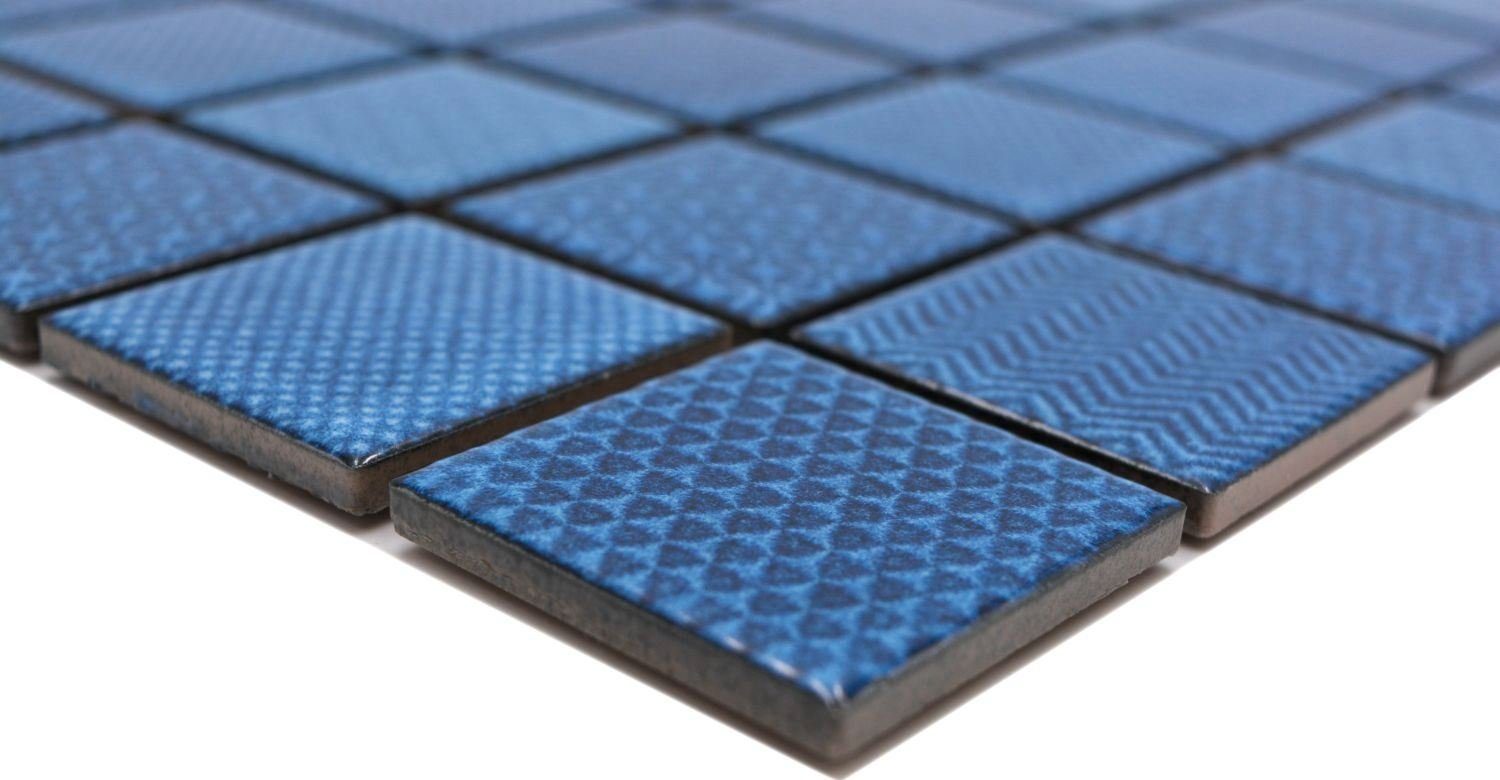 Mosani Mosaikfliesen Keramik Mosaik Fliese blau BAD Poolblau Fliesenspiegel Dusch Bad
