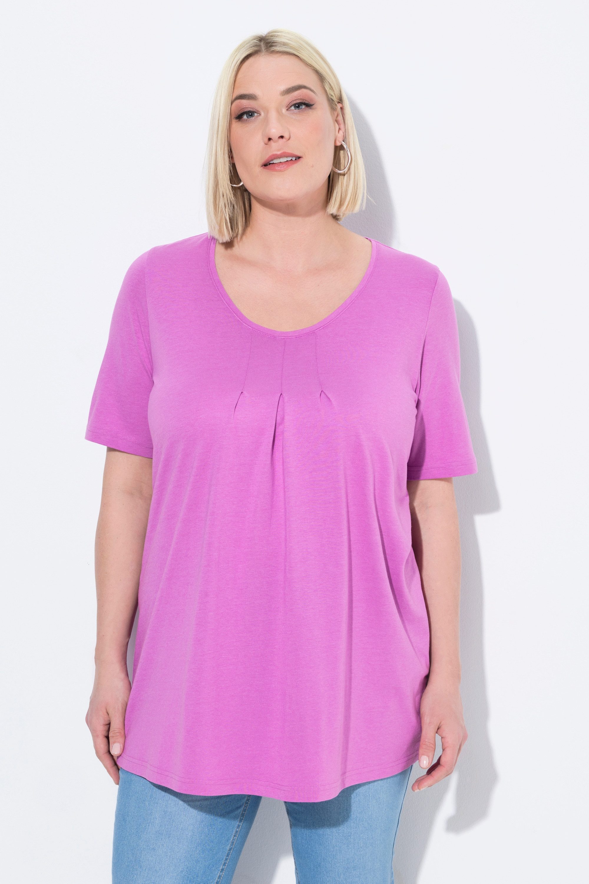 Ulla Popken T-Shirt T-Shirt Zierfalten A-Linie günstig online kaufen