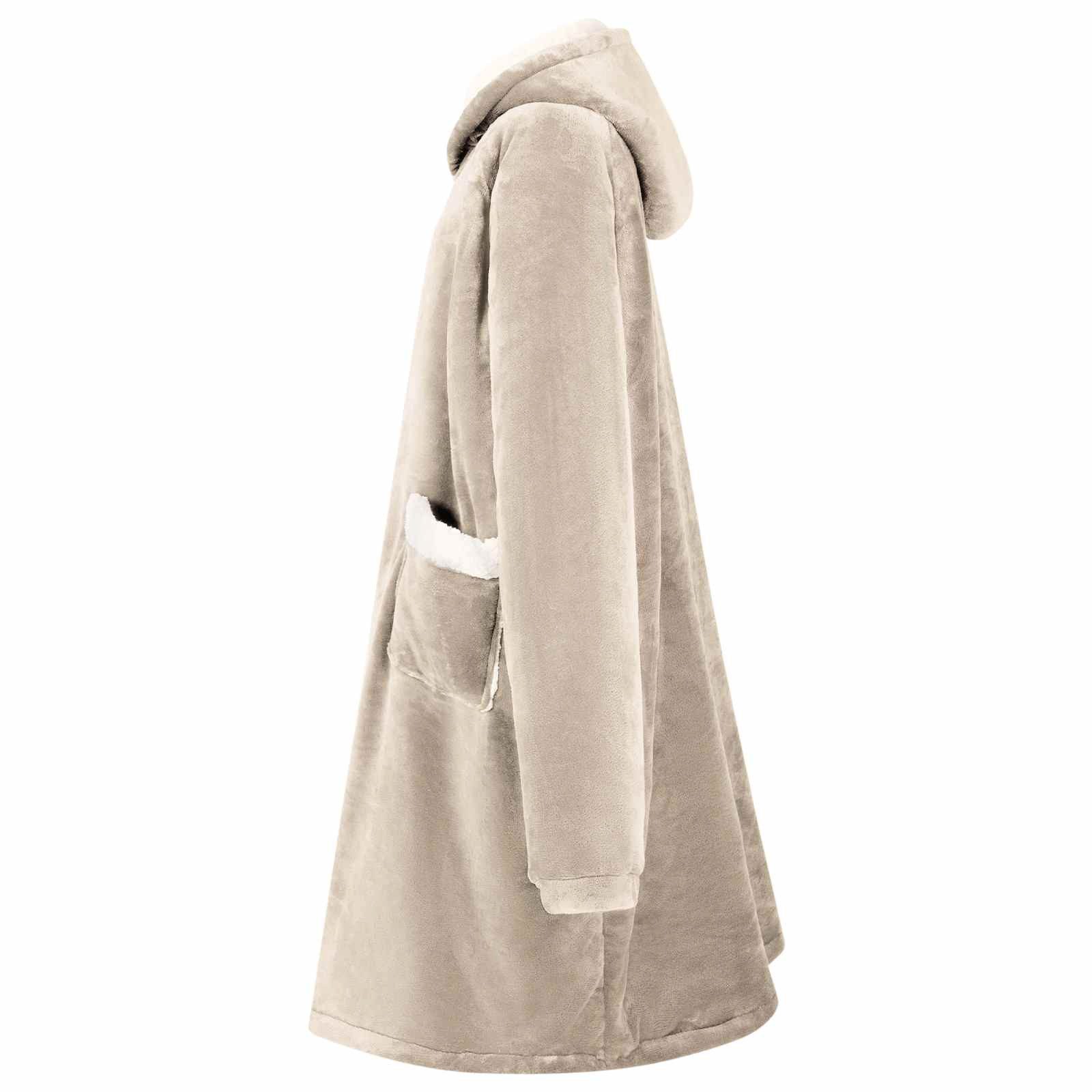 vidaXL Unisex-Bademantel Decken-Hoodie Beige M Fleece und Flanell, Vlies