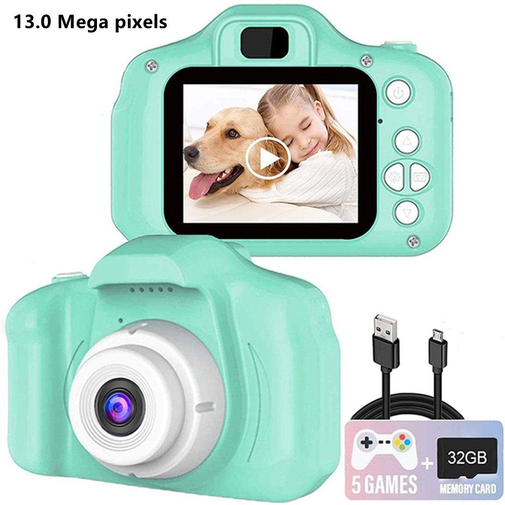 autolock Kinderkamera,HD-Digitalvideokameras(mit 32 GB SD-Karte) Kinderkamera (13.2 MP, WLAN (Wi-Fi), Geburtstagsgeschenke für Jungen im Alter von 3-9 Jahren)