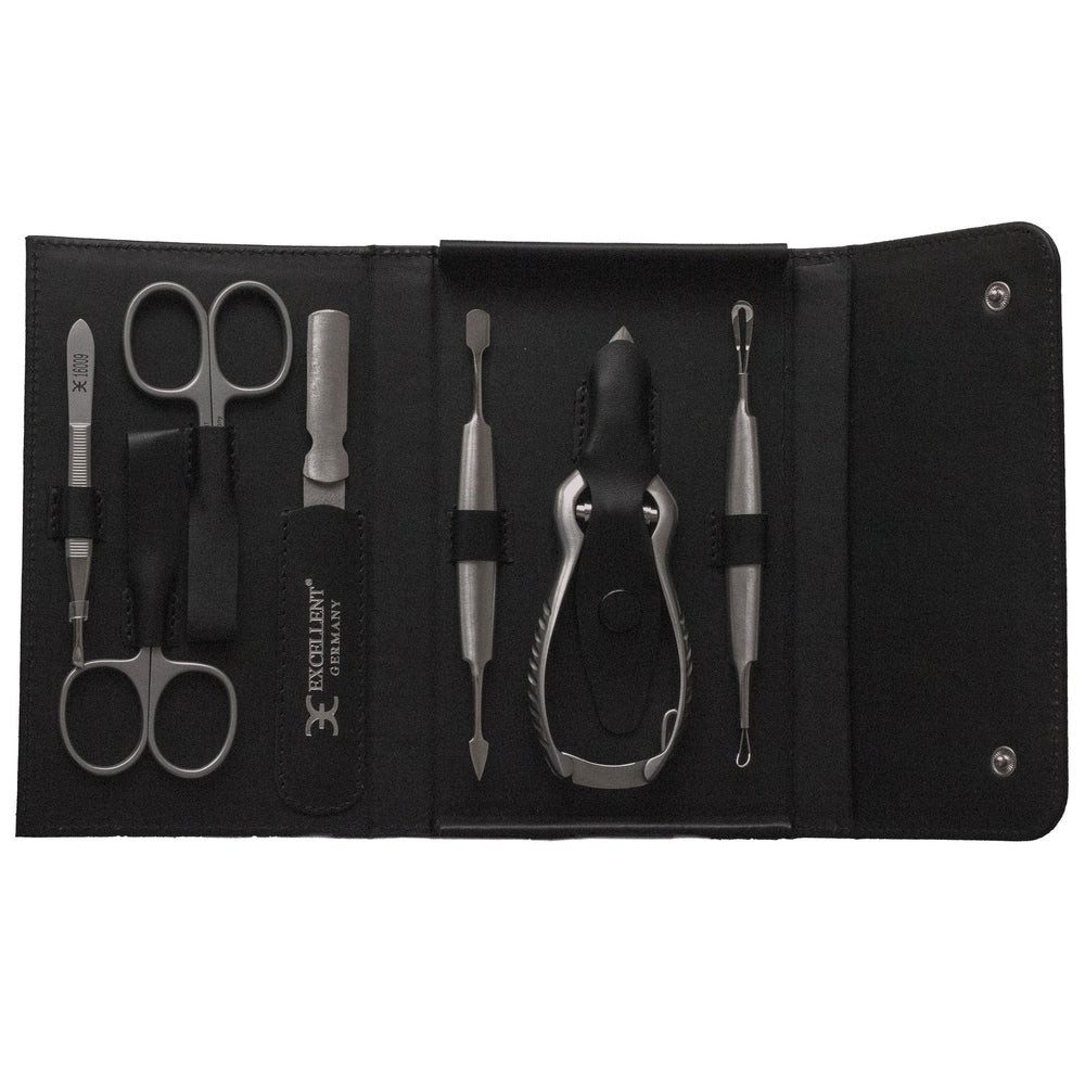 Excellent Solingen Maniküre-Etui Maniküre Etui - edlem Echtleder Etui - schwarzer Optik, 1 tlg.