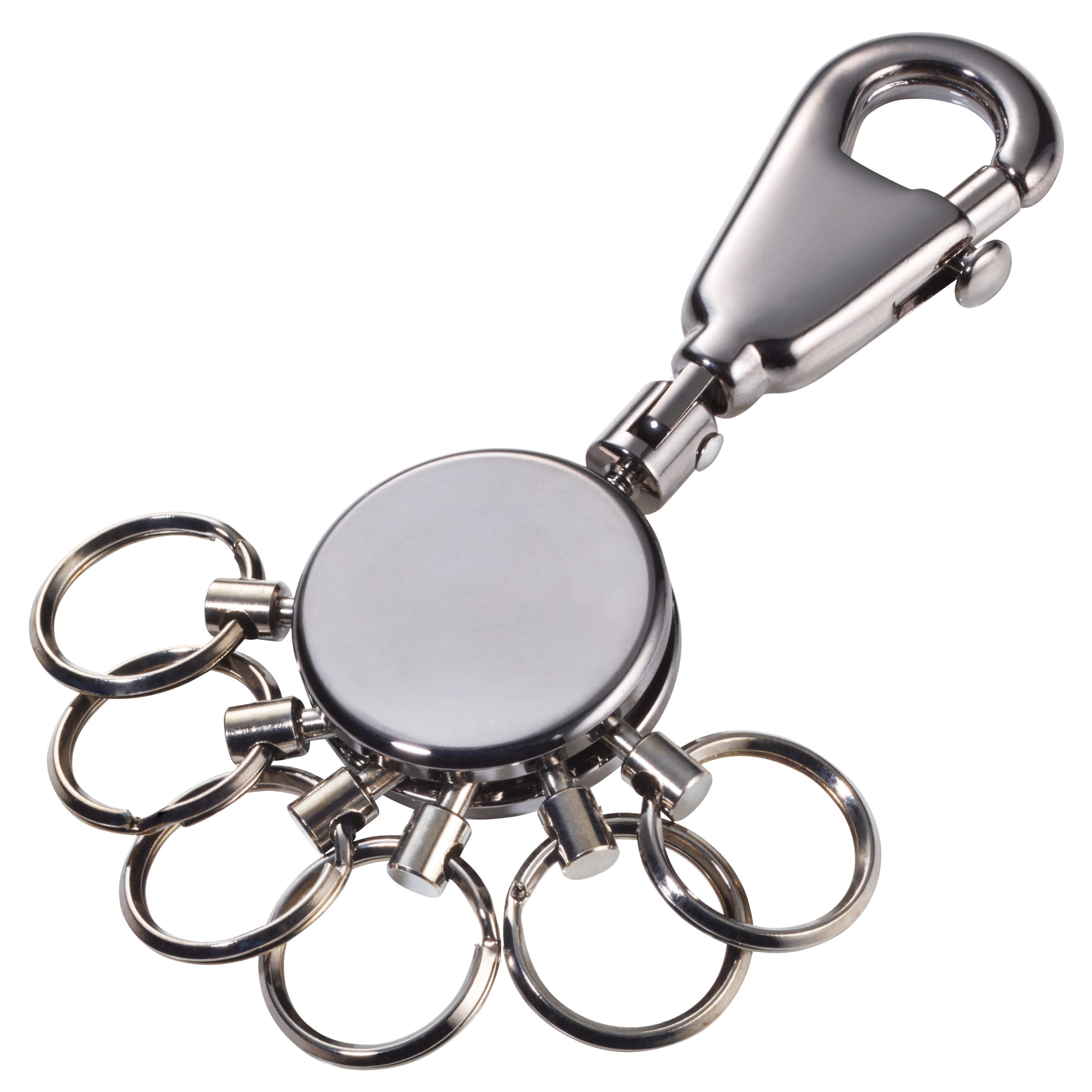 TROIKA Schlüsselanhänger PATENT mit Karabiner & 6 abnehmbaren Ringen, Metall Schlüsselorganizer, patentierter Schlüsselanhänger mit einzigartiger Funktion, in 3 Farben