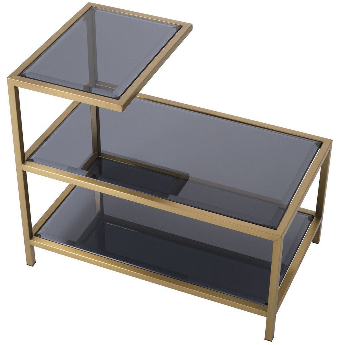 getönten Padrino Beistelltisch 60 Glasplatten Edelstahl 70 / Beistelltisch Möbel - Tisch H. Luxus Casa cm Grau 42 x x Messingfarben mit Luxus -