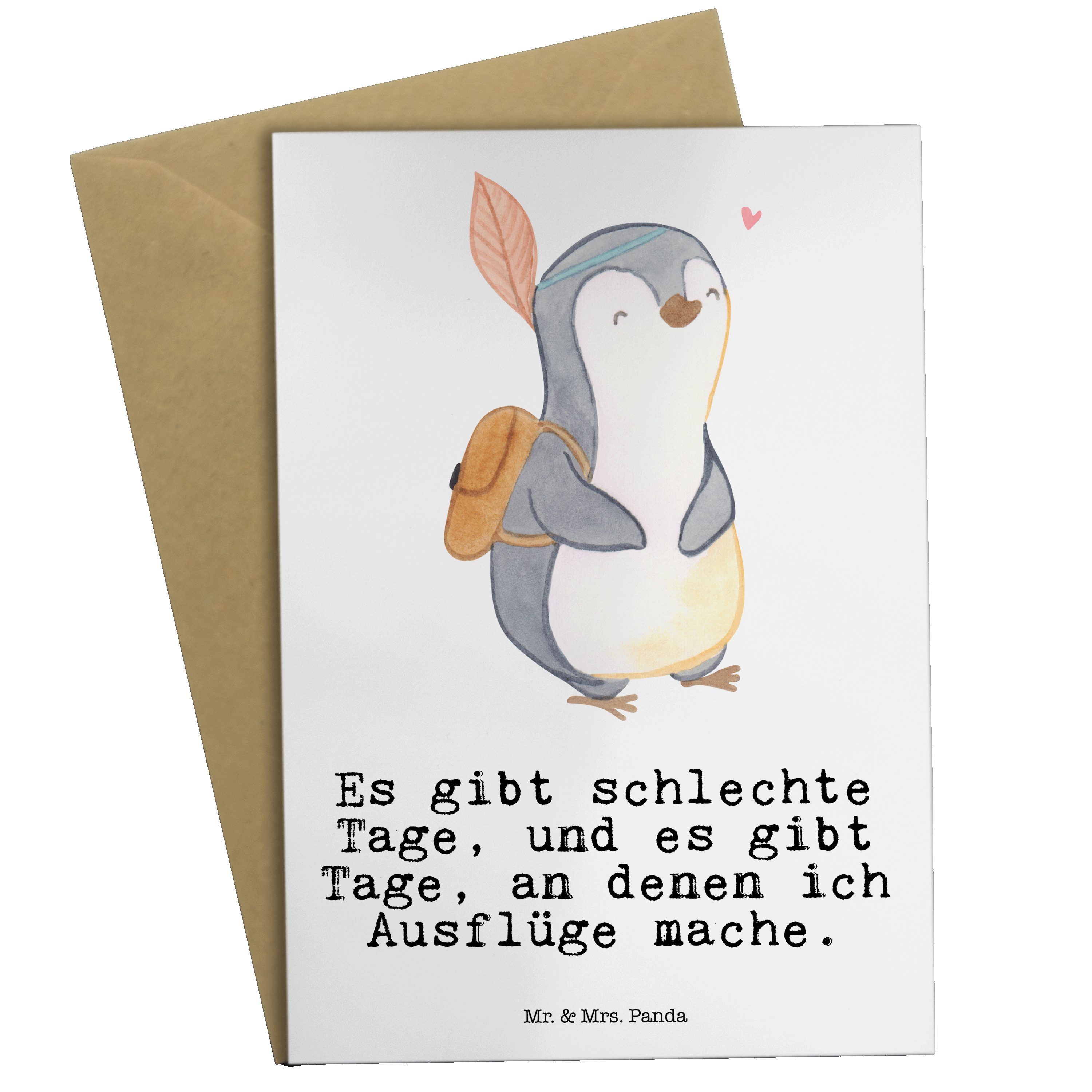 Mr. & Mrs. Panda Grußkarte Pinguin Ausflug Tage - Weiß - Geschenk, Einladungskarte, reisen, Hoch