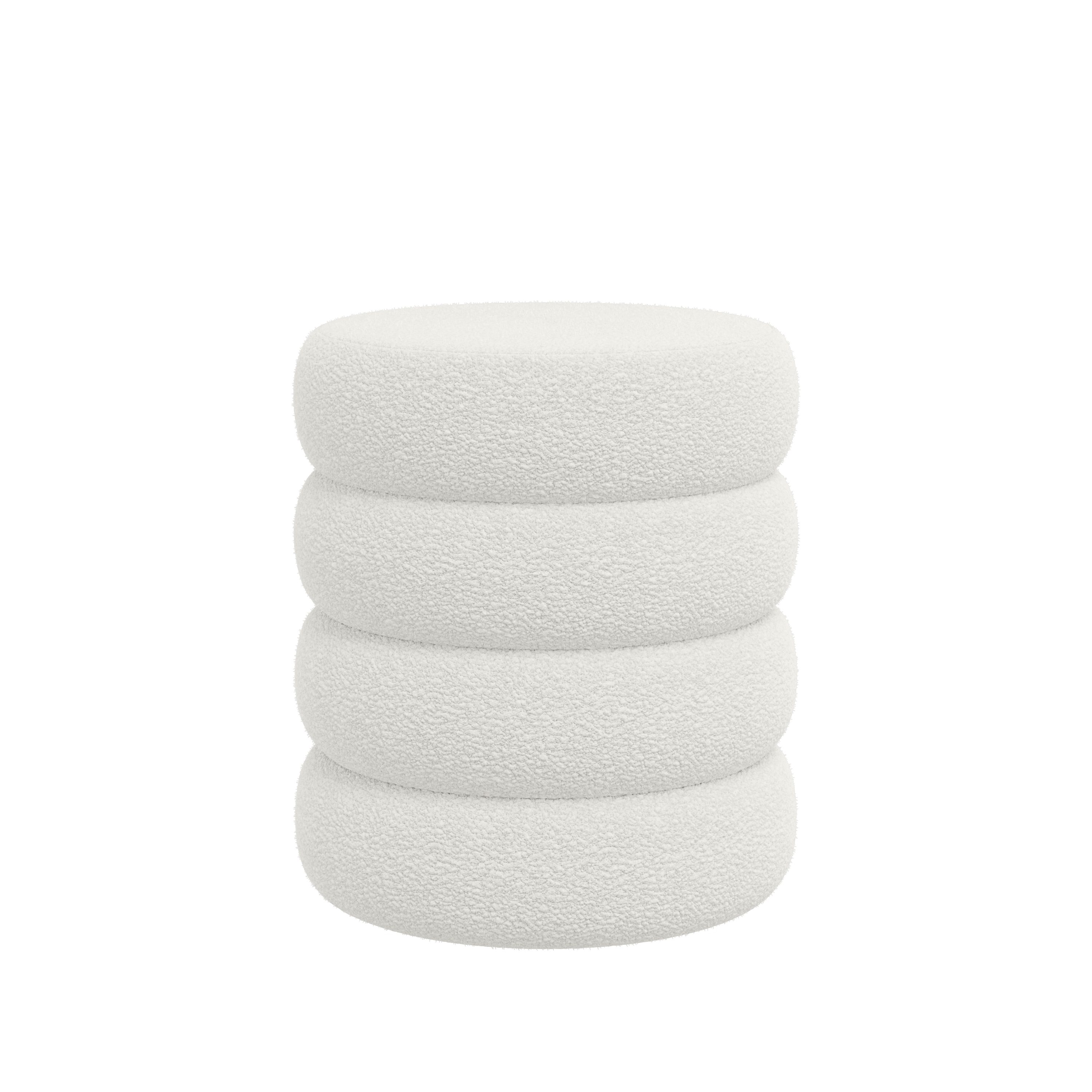 skølm Hocker Selene mit Stauraum, Sitzhocker & Polsterbank, Teddy Bouclé Stoff (creme-weiß, 42 × 42 × 47 cm), Aufbewahrungshocker mit Deckel, Polsterhocker für Schminktisch