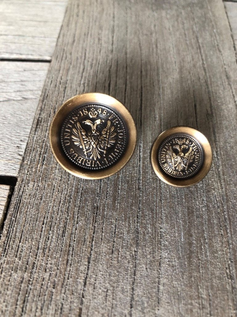 Hartmann-Knöpfe Knopf Altmessing gold braun Metall Ösenknöpfe mit Adler Motiv (10 Stück) – Bild 4 von 5