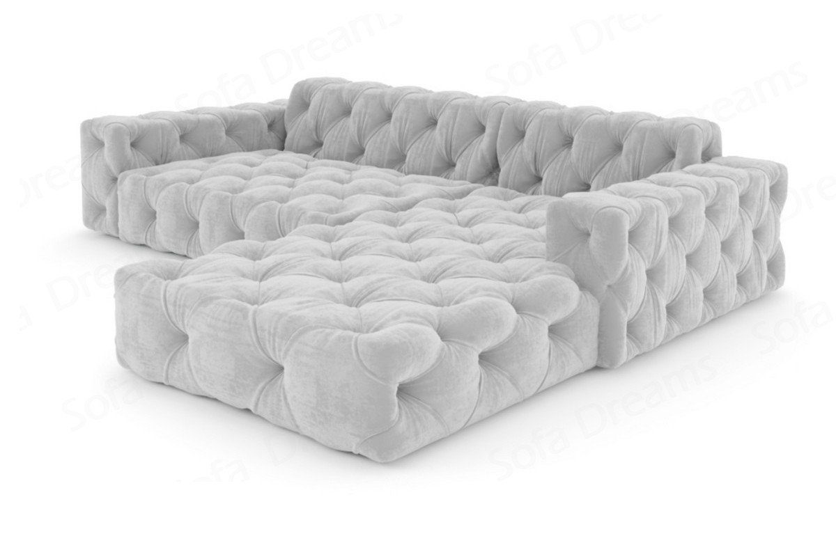 Menorca L Samtstoff Polster Sofa Loungesofa Form Stoffsofa, Dreams Sofa hellgrau84 Design kurz Ecksofa