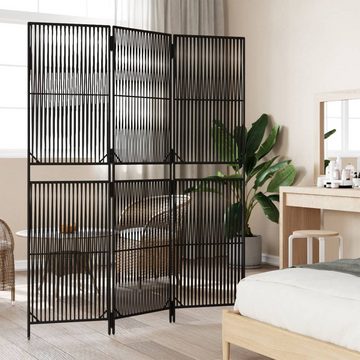 vidaXL Raumteiler Paravent 3-tlg. Schwarz Poly Rattan, 1-tlg.