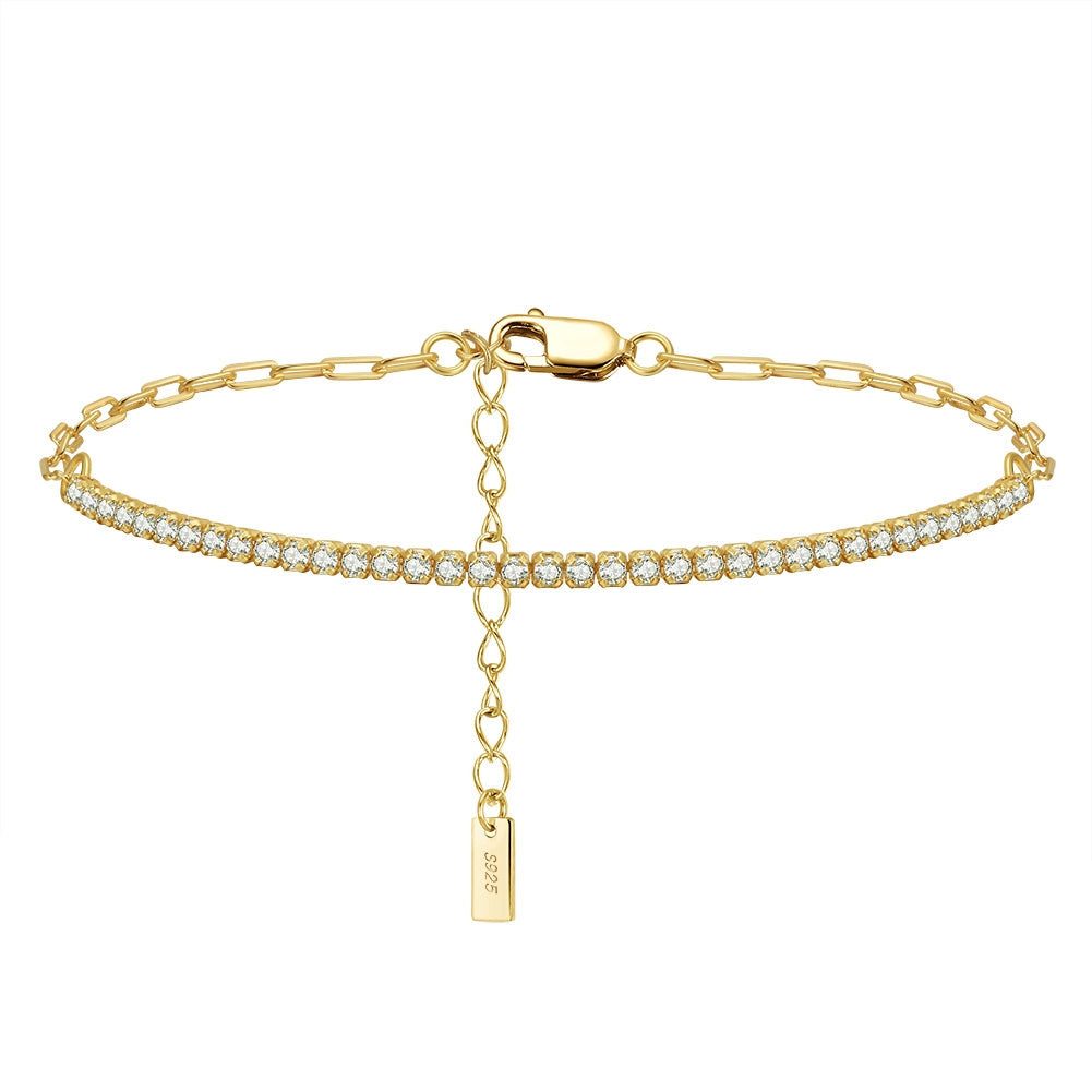 Tennisarmband Glimmence – 925 Silber Armband mit Tennisdesign & Paperclip-Kette