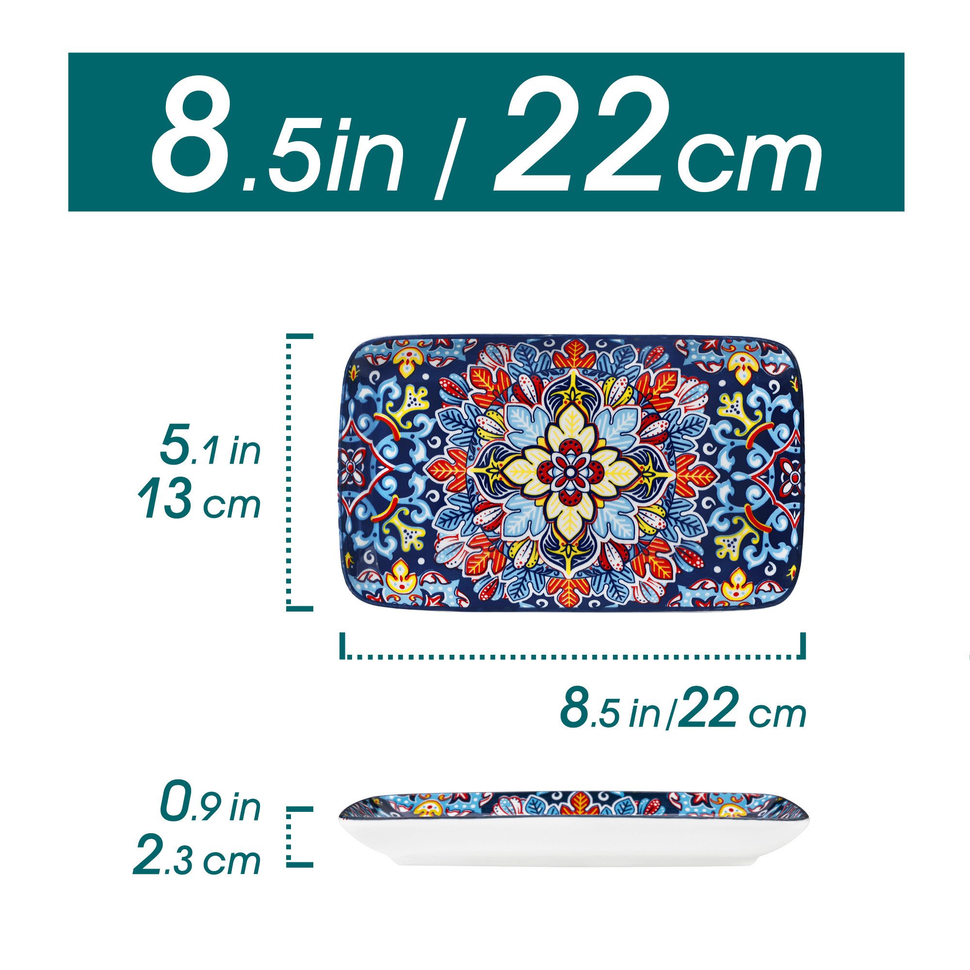 vancasso Sushiteller Sushi-Platte, Porzellan Servierteller, rechteckig, BOHO-Stil, (6 St)