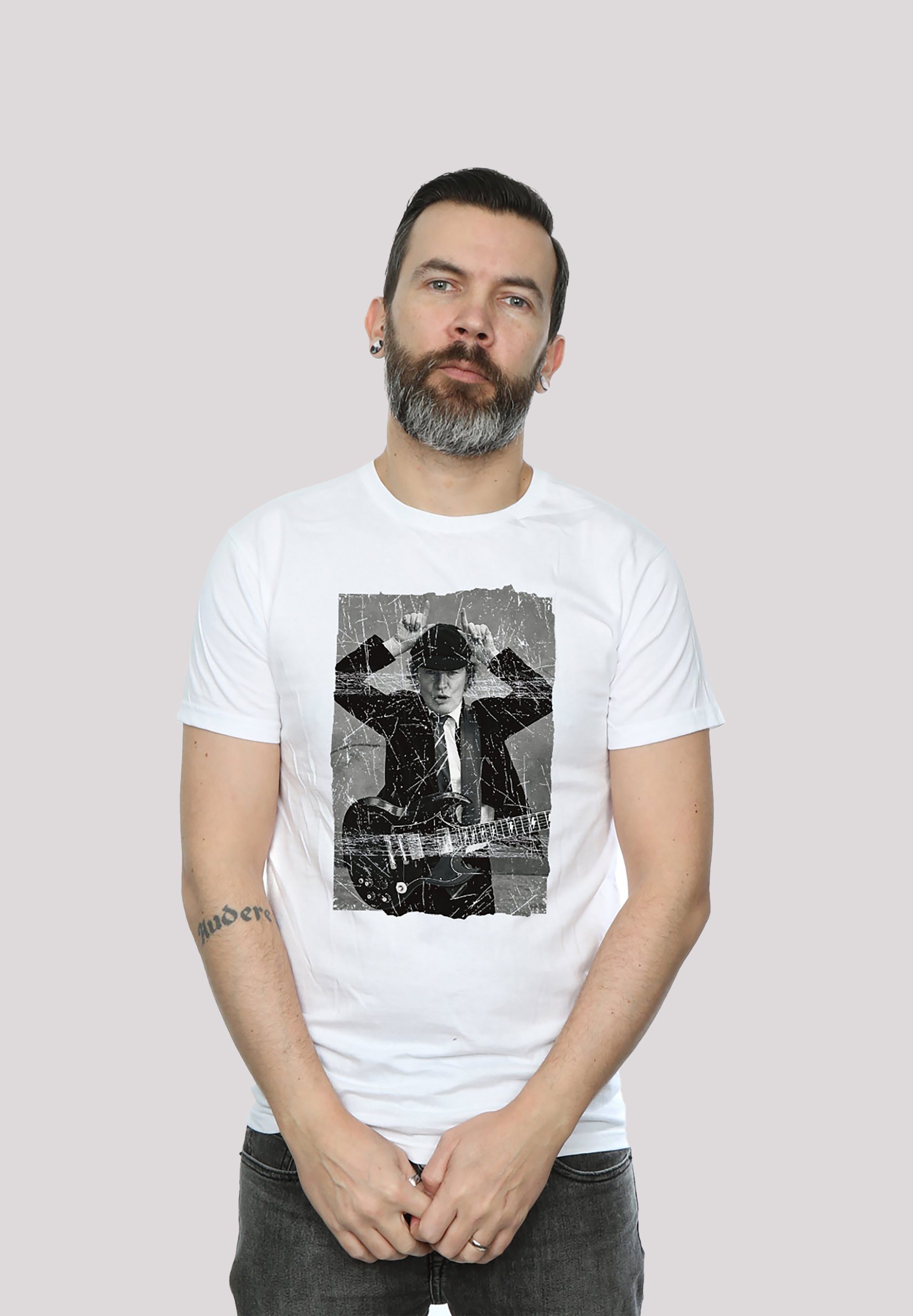 F4NT4STIC T-Shirt ACDC Angus Young Foto für Kinder & Herren Print weiß