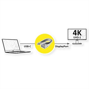ROLINE Display Adapter USB Typ C - DP Audio- & Video-Adapter USB Typ C (USB-C) Männlich (Stecker) zu DisplayPort Weiblich (Buchse), 13.0 cm, ST/BU