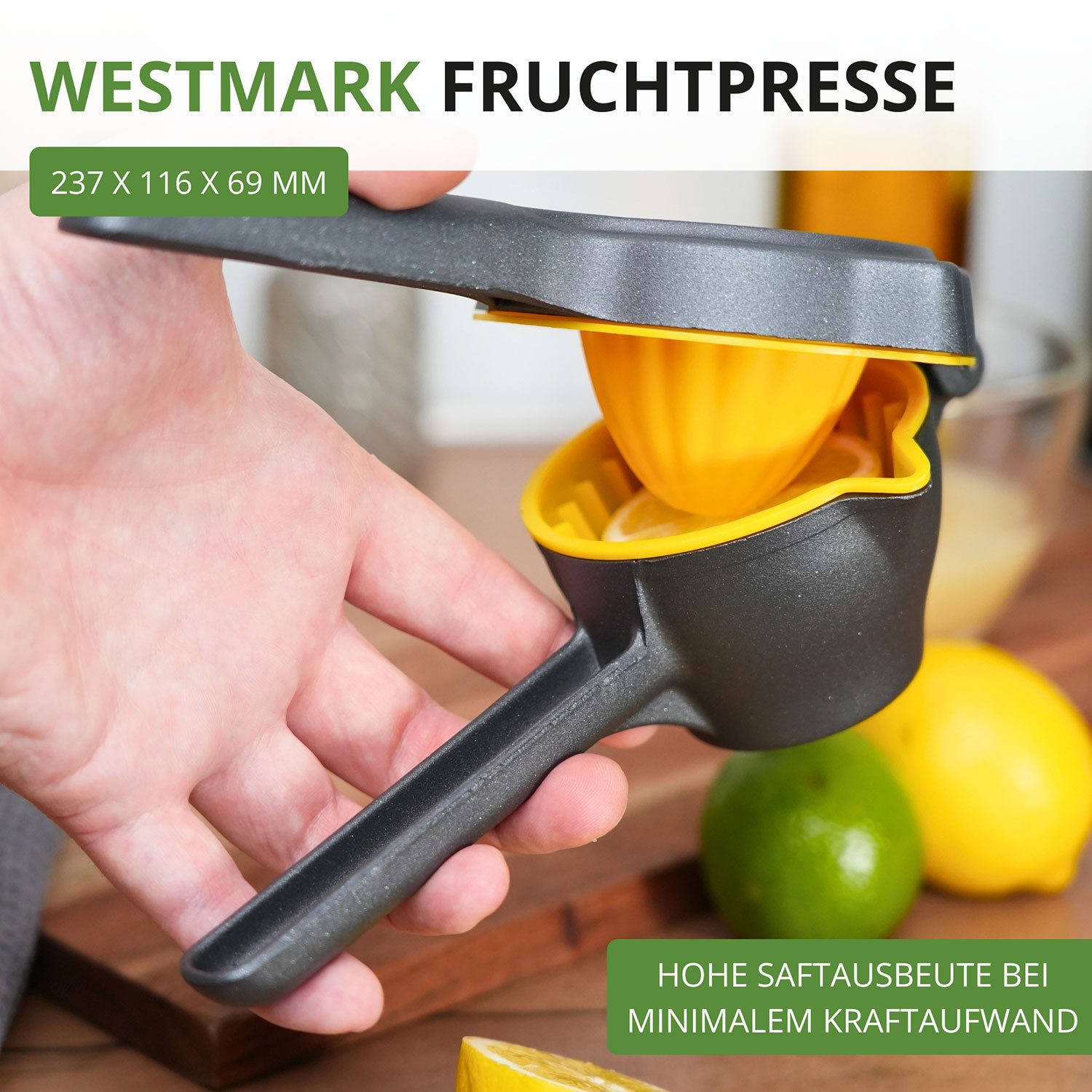 WESTMARK Zitruspresse »Limona« Black Edition, manuelle Zitruspresse, griffige Haptik