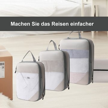 HAUSS SPLOE Kofferorganizer 4Teilige Packing Cubes Kleidertaschen Koffer Organizer (4-tlg) (Set 4 Stück Klein Mittel Groß mit Schuhbeutel, 4-tlg., Kompressions Verpackungswürfel, Kleidertaschen), 4 Aufbewahrungsbeutel Kompressions Beutel für Reisen