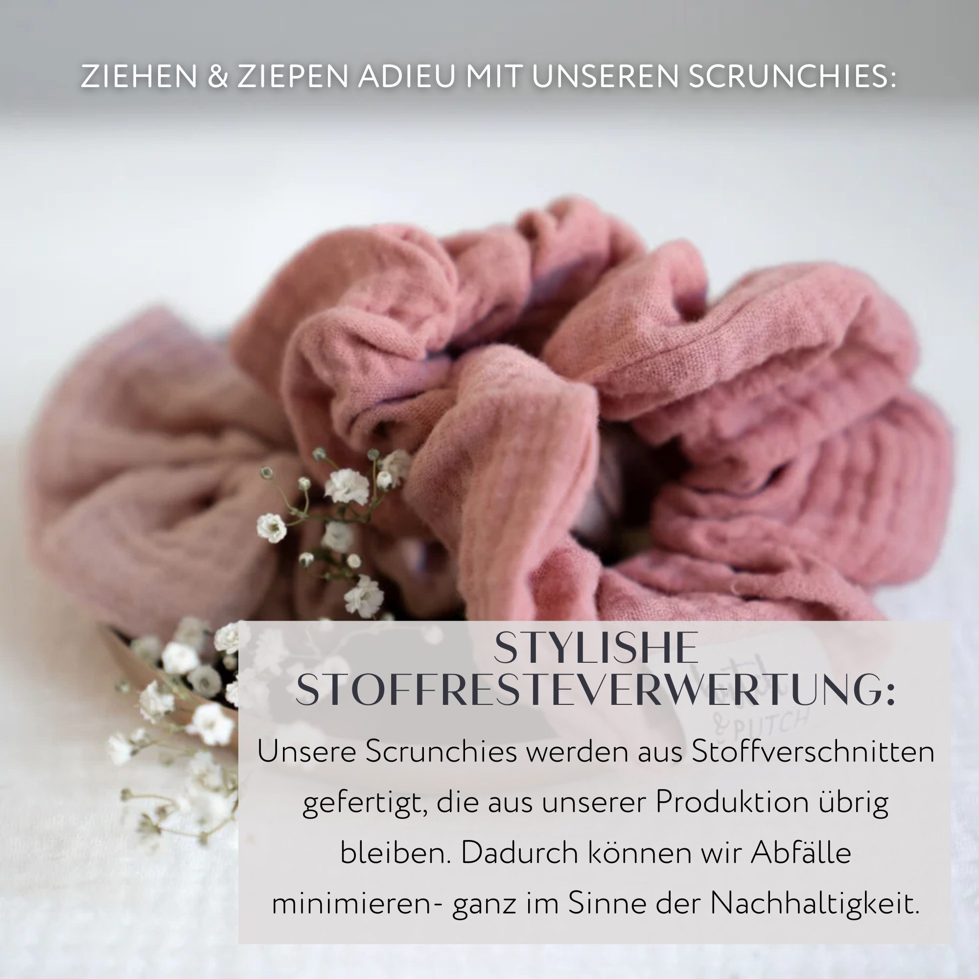 hutch&putch Haargummi Musselin-Scrunchie • Erwachsene, 1-tlg., weniger Knickstellen und damit weniger Haarbruch