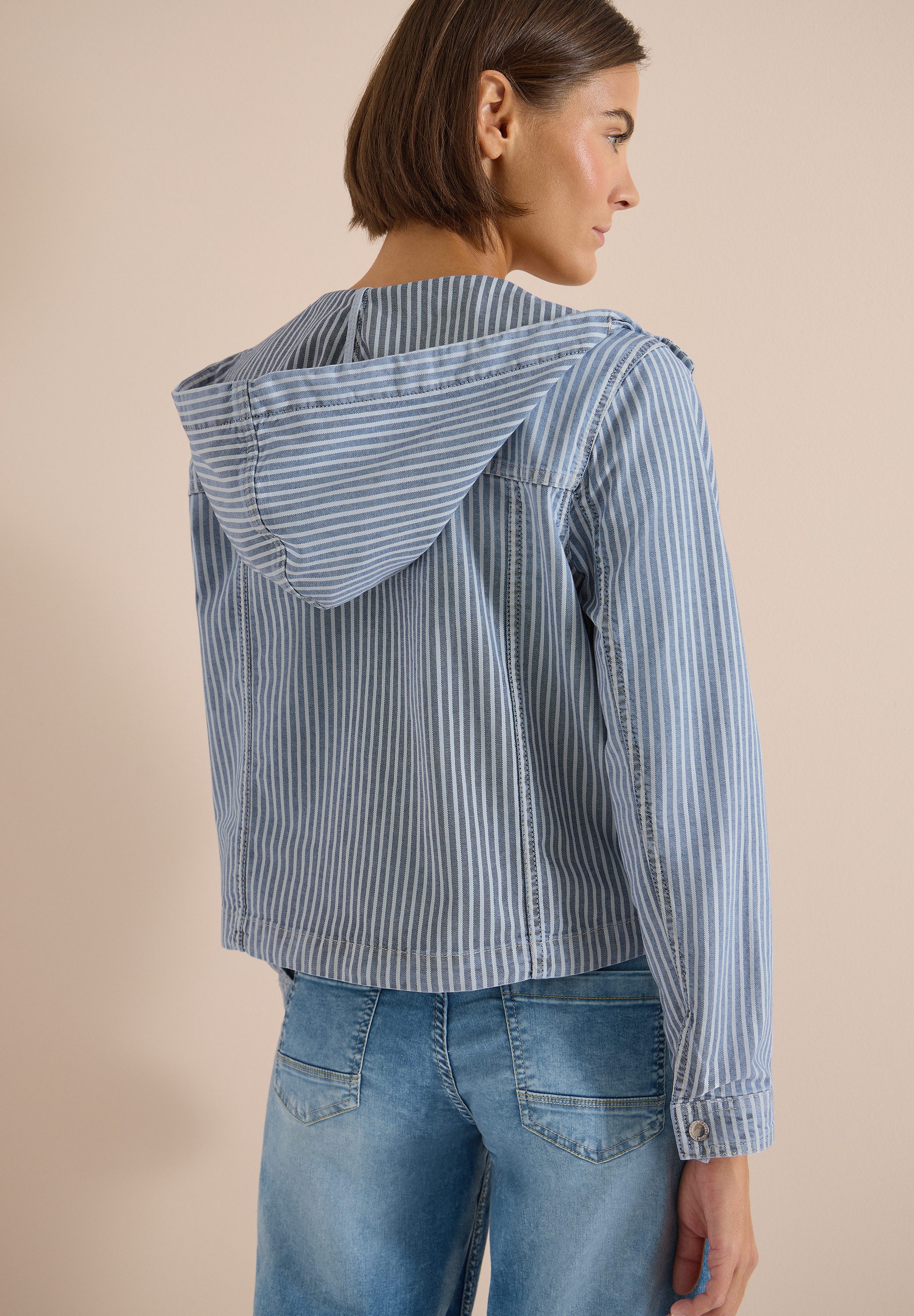 CECIL Hemdjacke Overshirt mit Kapuze und Streifen