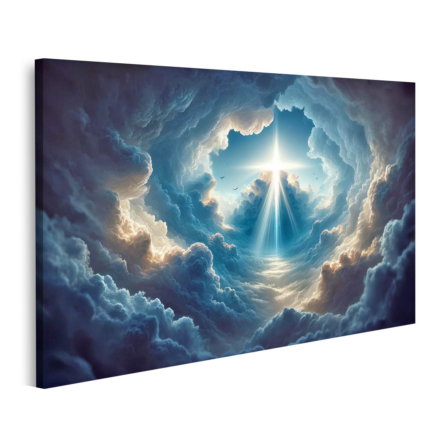 Leinwandbild Dramatischer Sonnenlichtausbruch: Himmel mit Kreuzformation