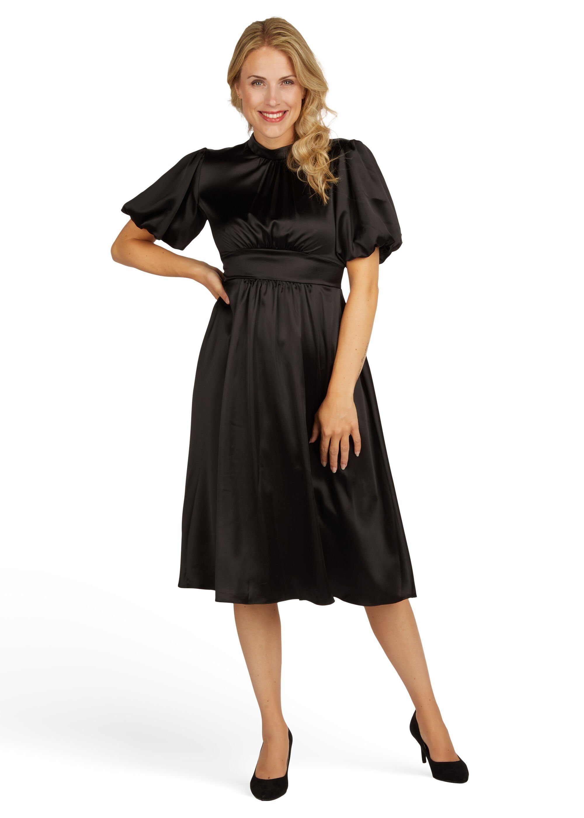 Kleo Abendkleid Abendkleid aus Satin mit Bindeschleife BLACK